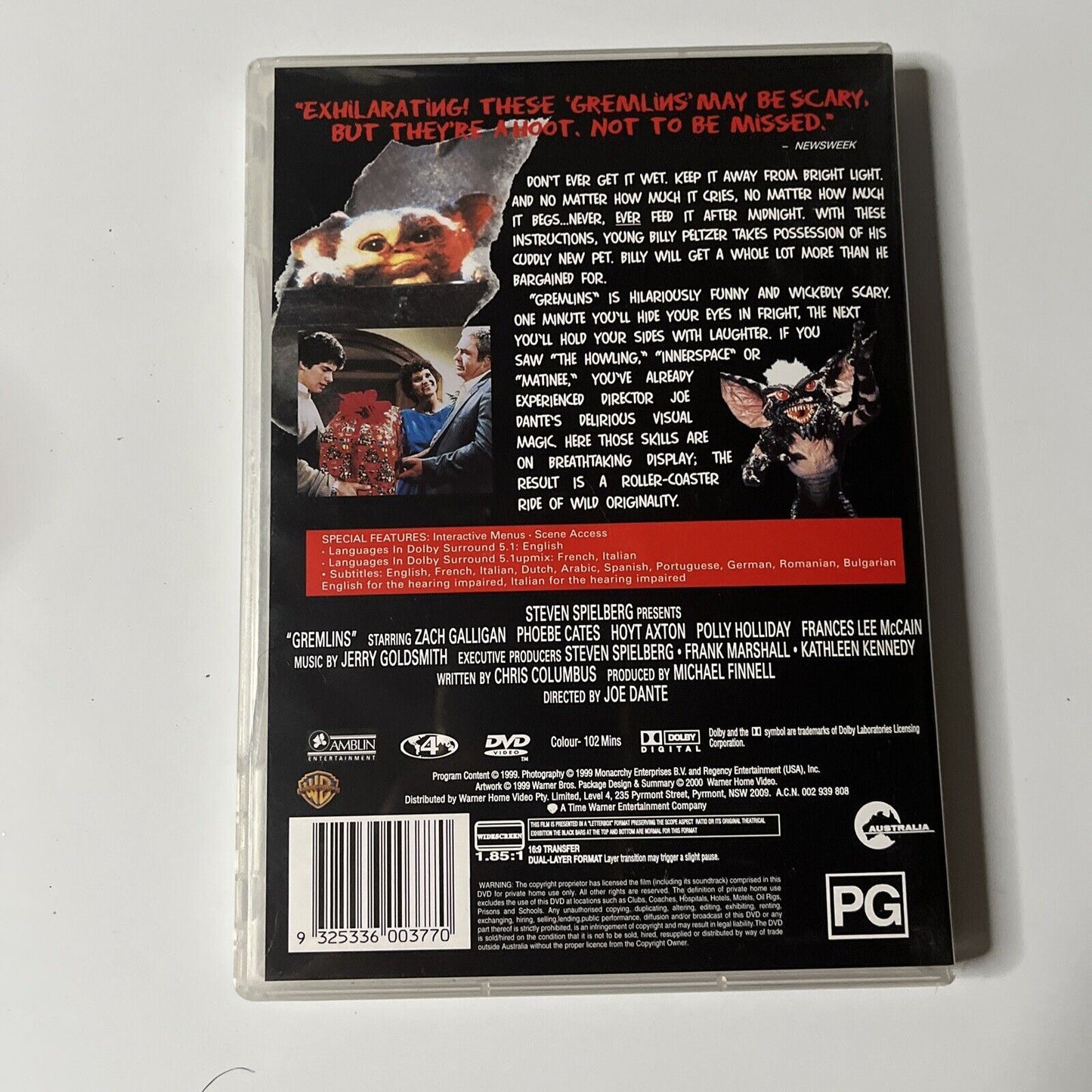 Gremlins (DVD, 1984) NEW Zach Galligan, Phoebe Cates Region 4