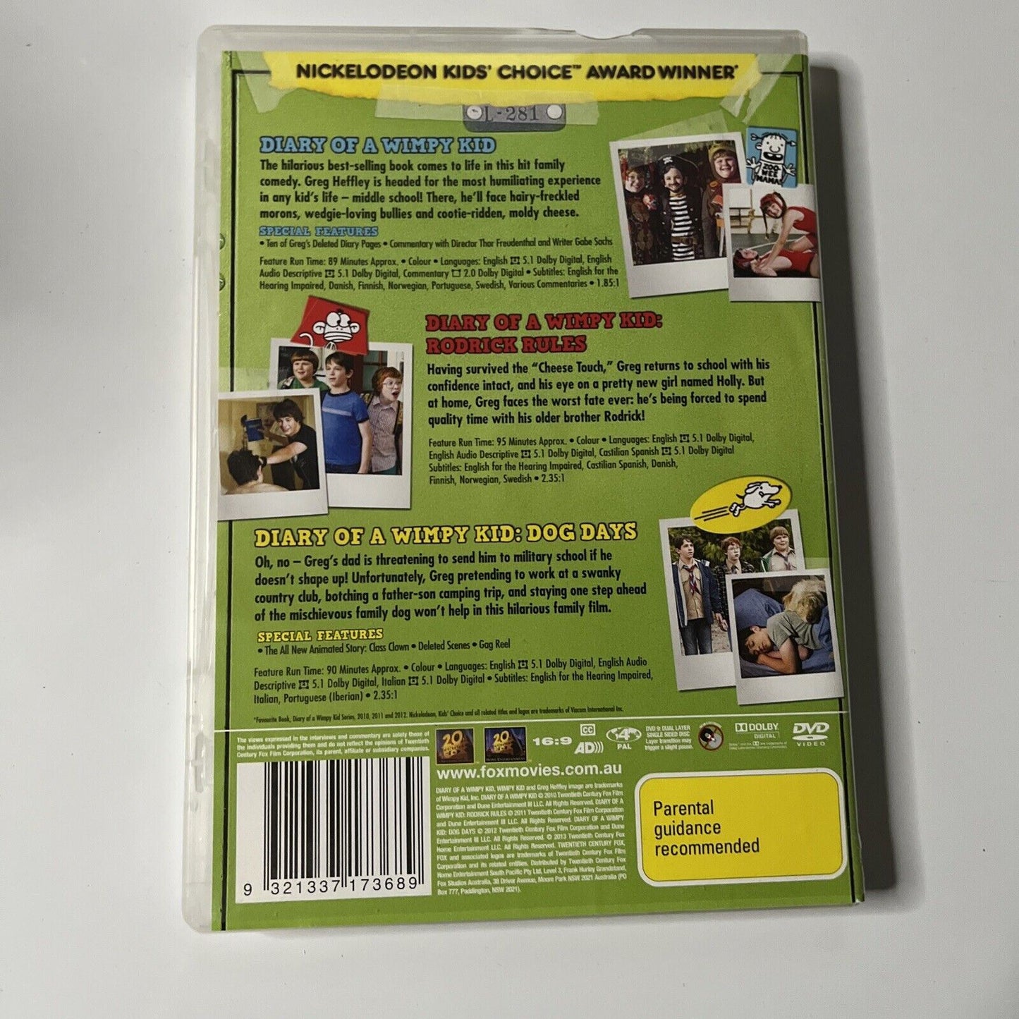 Diary Of A Wimpy Kid 1,2,3 (DVD, 2015, 3-Disc) Region 4