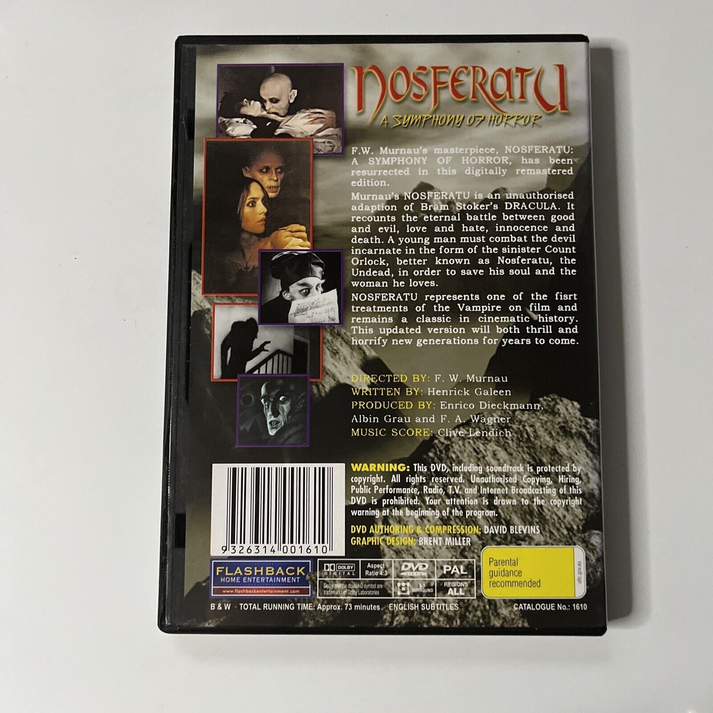 Nosferatu - A Symphony Of Horror (DVD, 1922) Max Schreck NEW All Regions