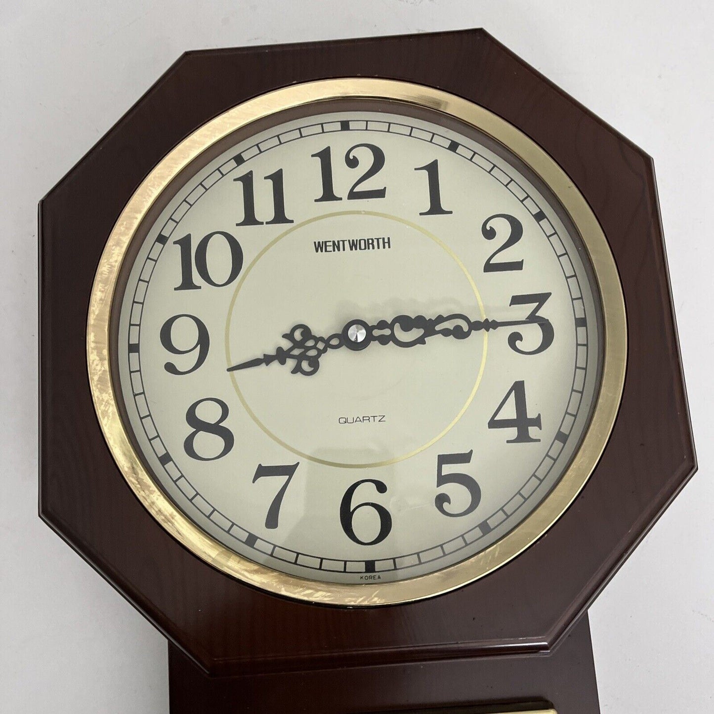 Wentworth Wall Clock with Regulator Pendulum Wooden Frame *for parts or repair*