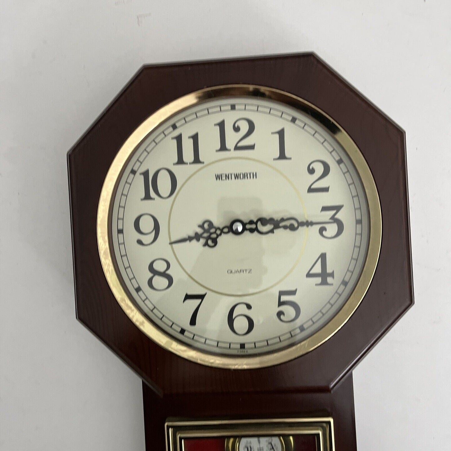 Wentworth Wall Clock with Regulator Pendulum Wooden Frame *for parts or repair*