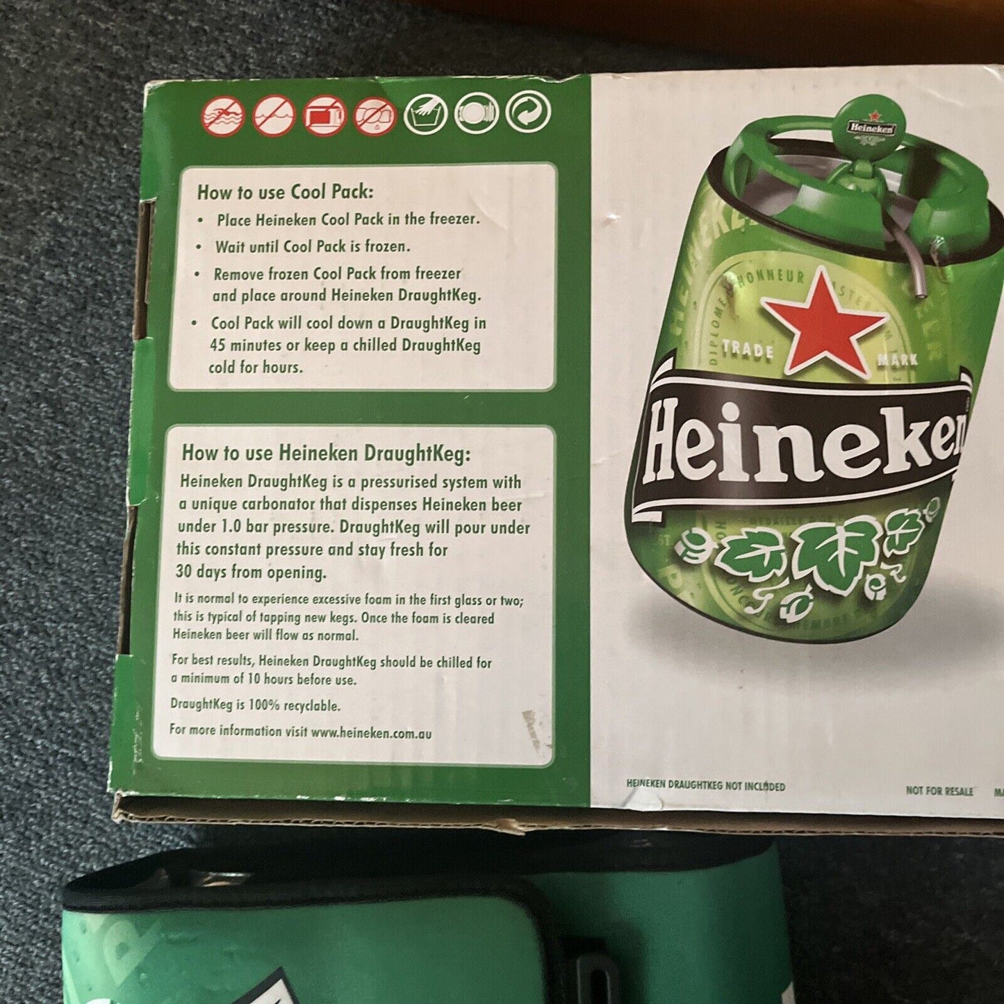 Heineken Cool Pack for Beer Cans Bottle Reusuable *Very Good Condition*