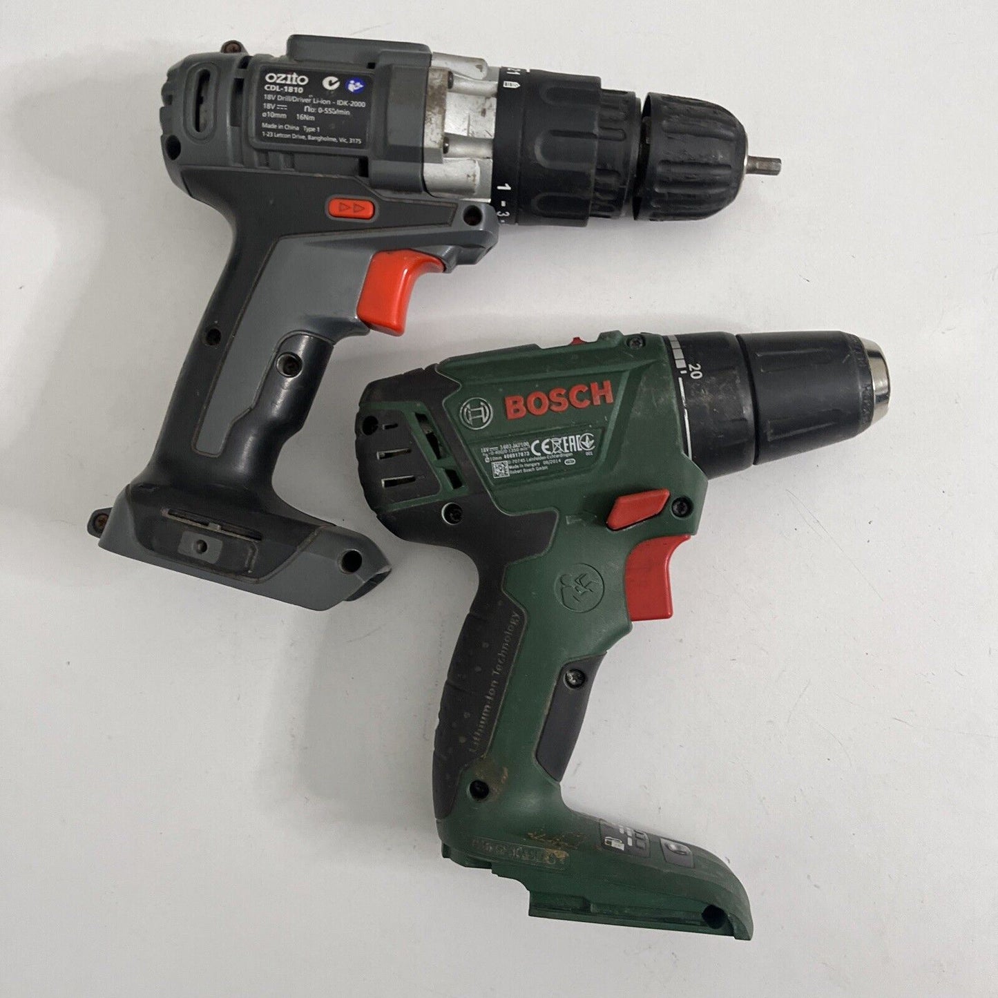 Bosch PSR 1800 LI-2 &! Ozito CDL-1810 Drill/Driver *No Battery/Charger*