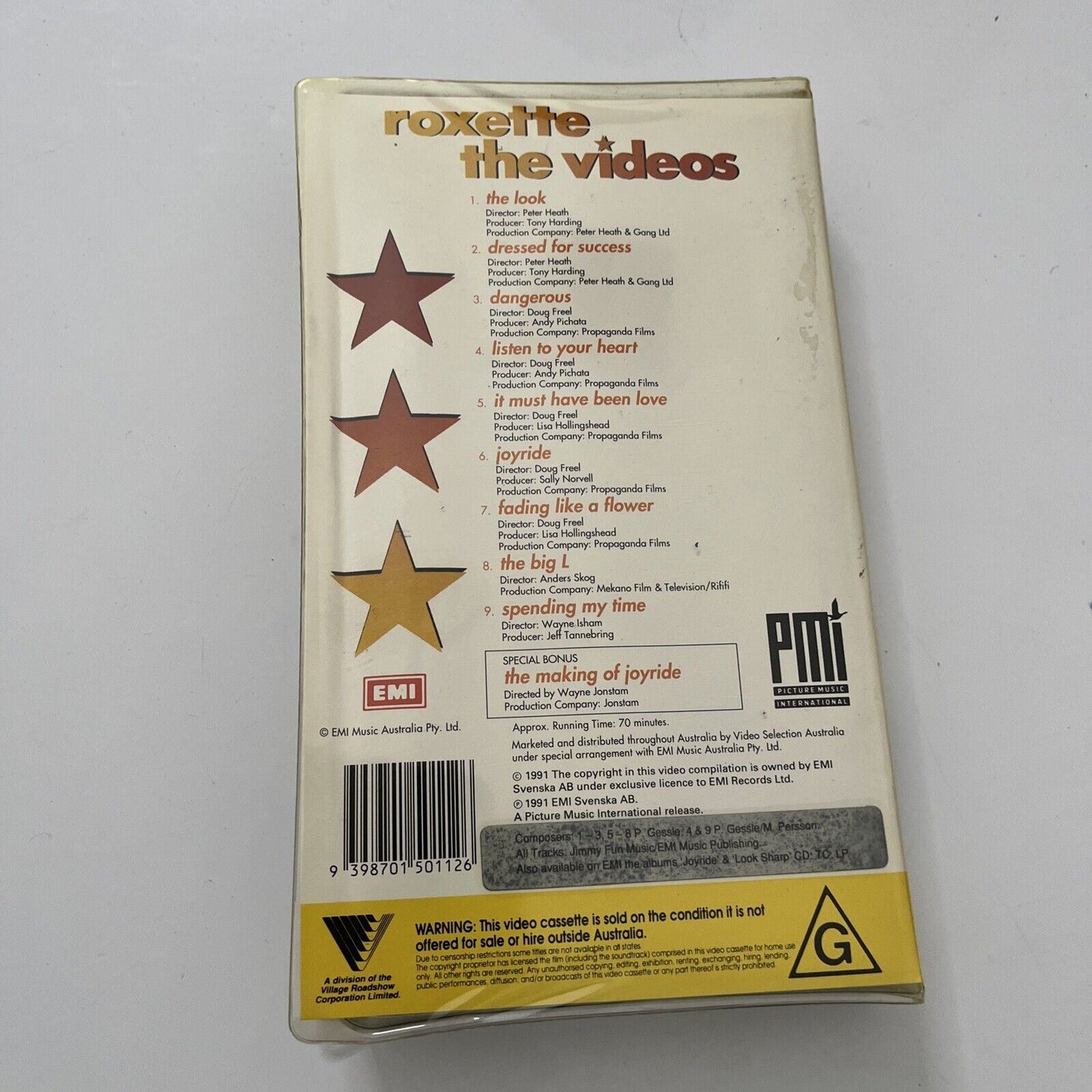 ROXETTE : The Videos (VHS, 1991) PAL small clamshell