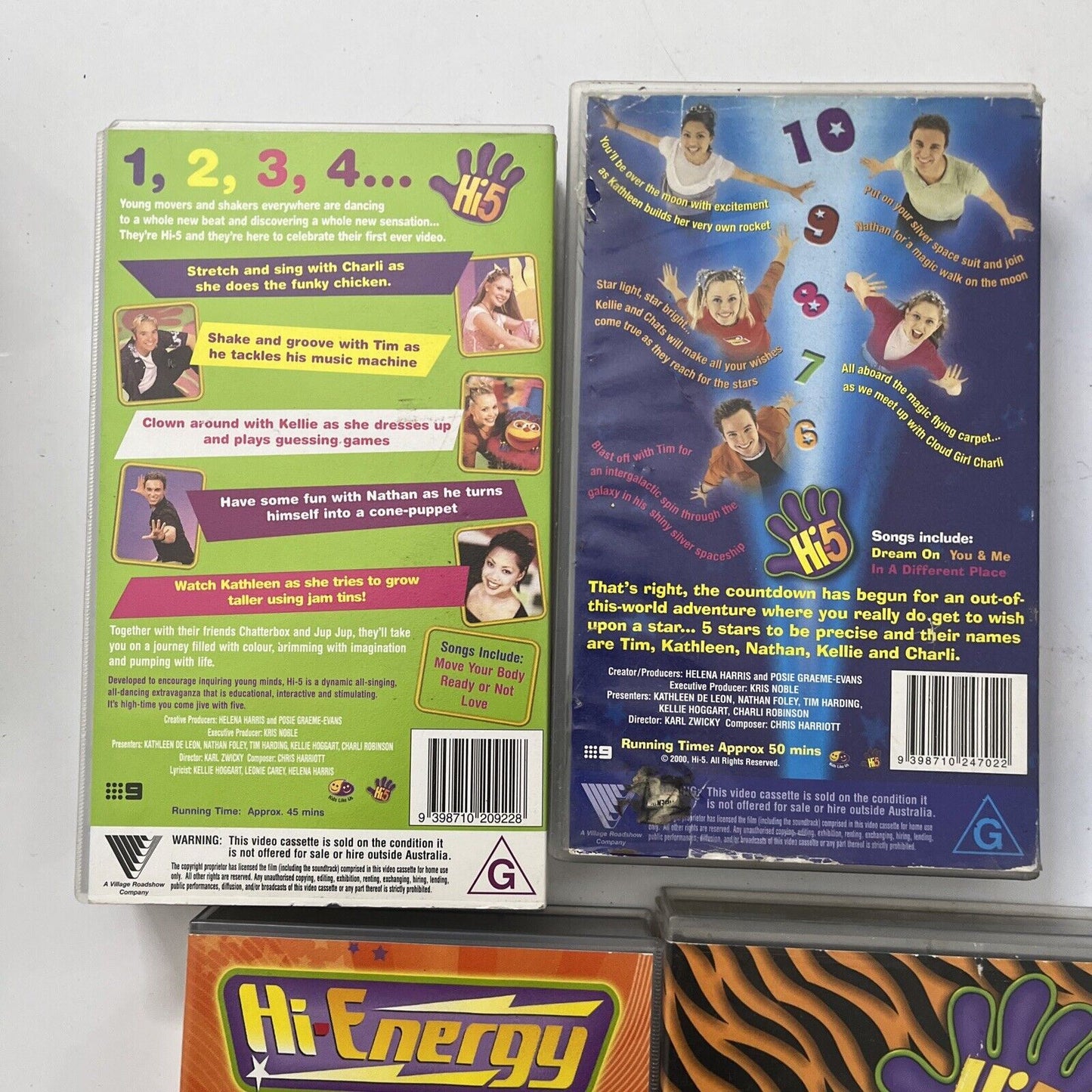 Hi-5 5x VHS Move Your Body, Hi-Energy, Animal Adventures, Snow Party, Surfing...