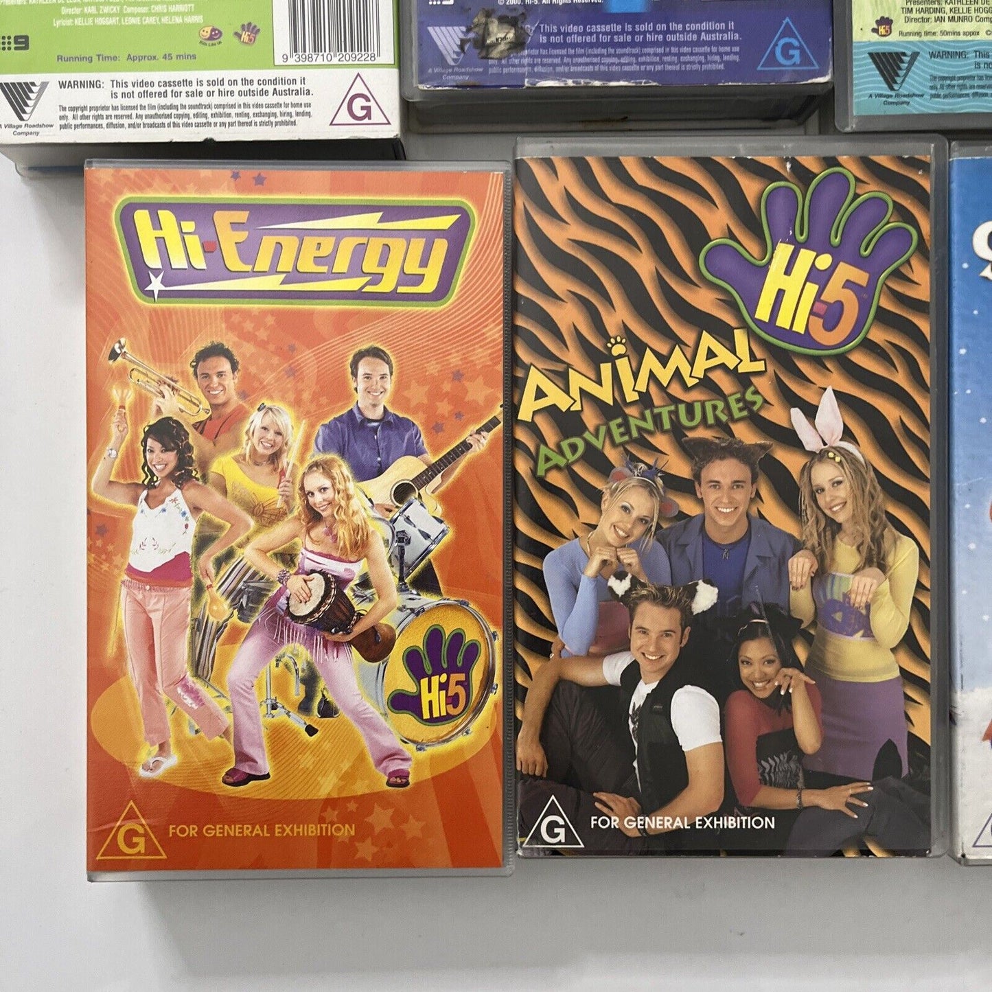 Hi-5 5x VHS Move Your Body, Hi-Energy, Animal Adventures, Snow Party, Surfing...