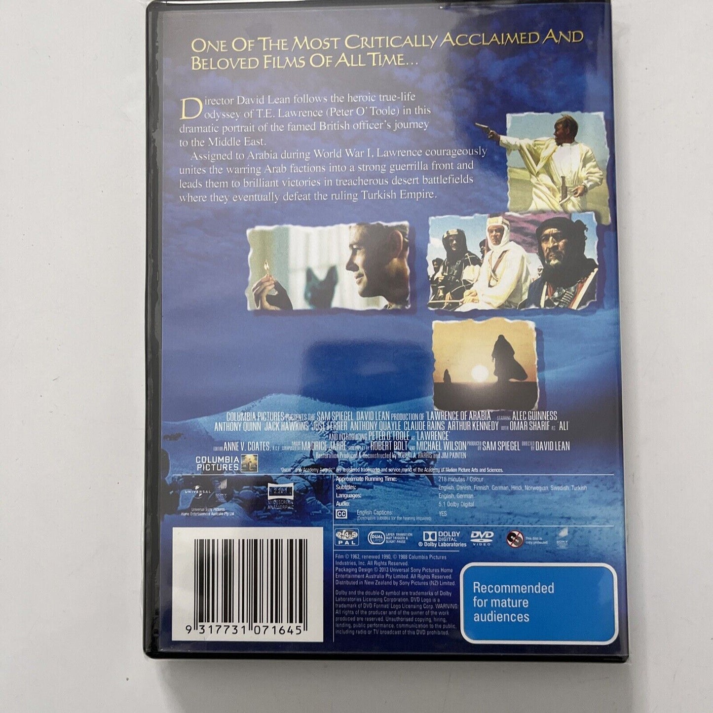 Lawrence Of Arabia (DVD, 1962) Peter O'Toole, Alec Guinness NEW Region 4&2