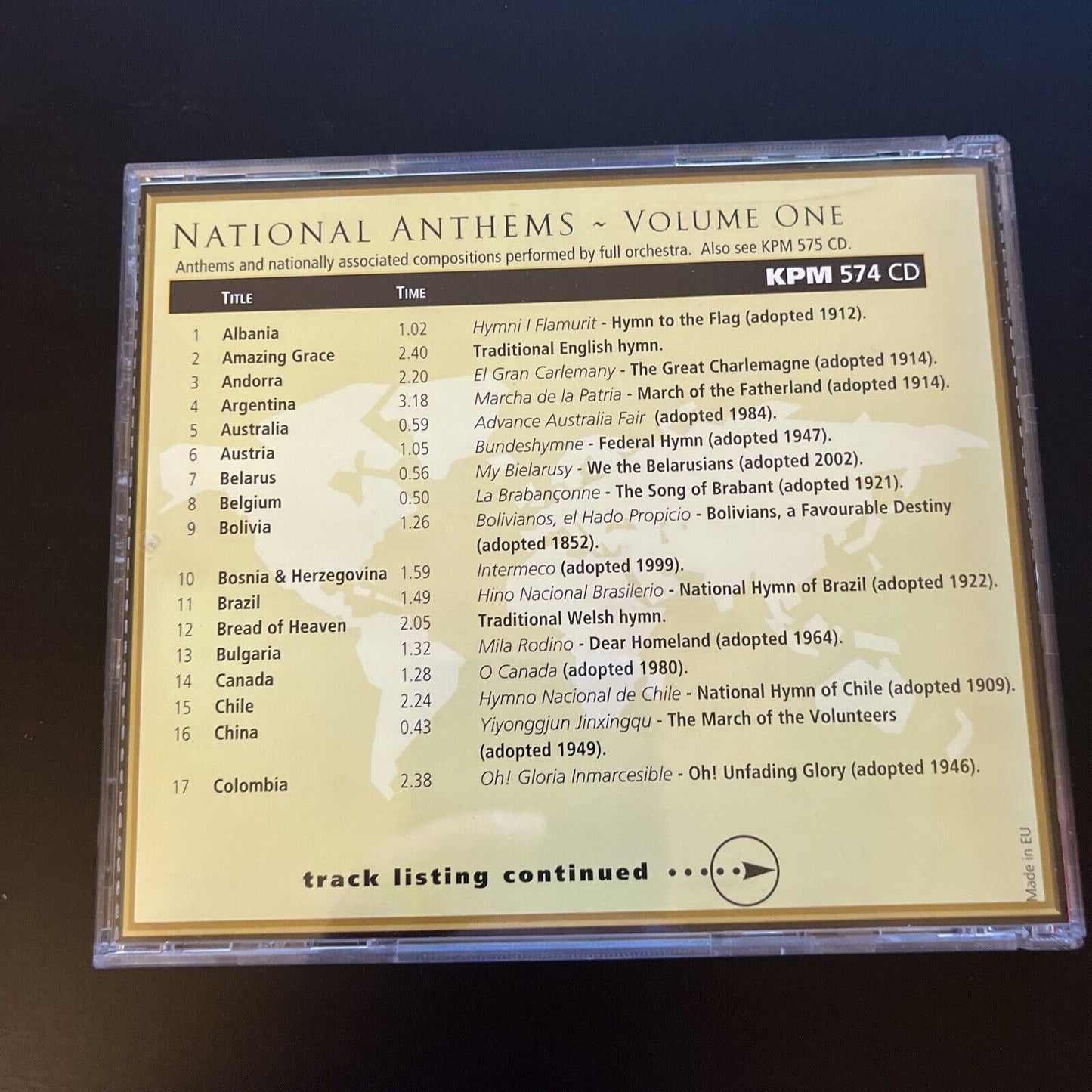 National Anthems - Volume One - KPM Music 574 (CD)