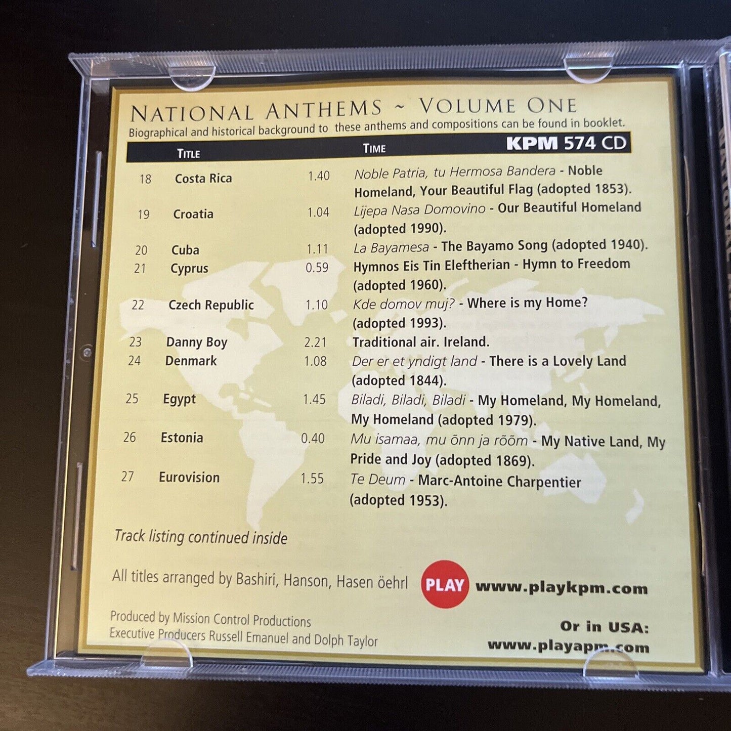 National Anthems - Volume One - KPM Music 574 (CD)