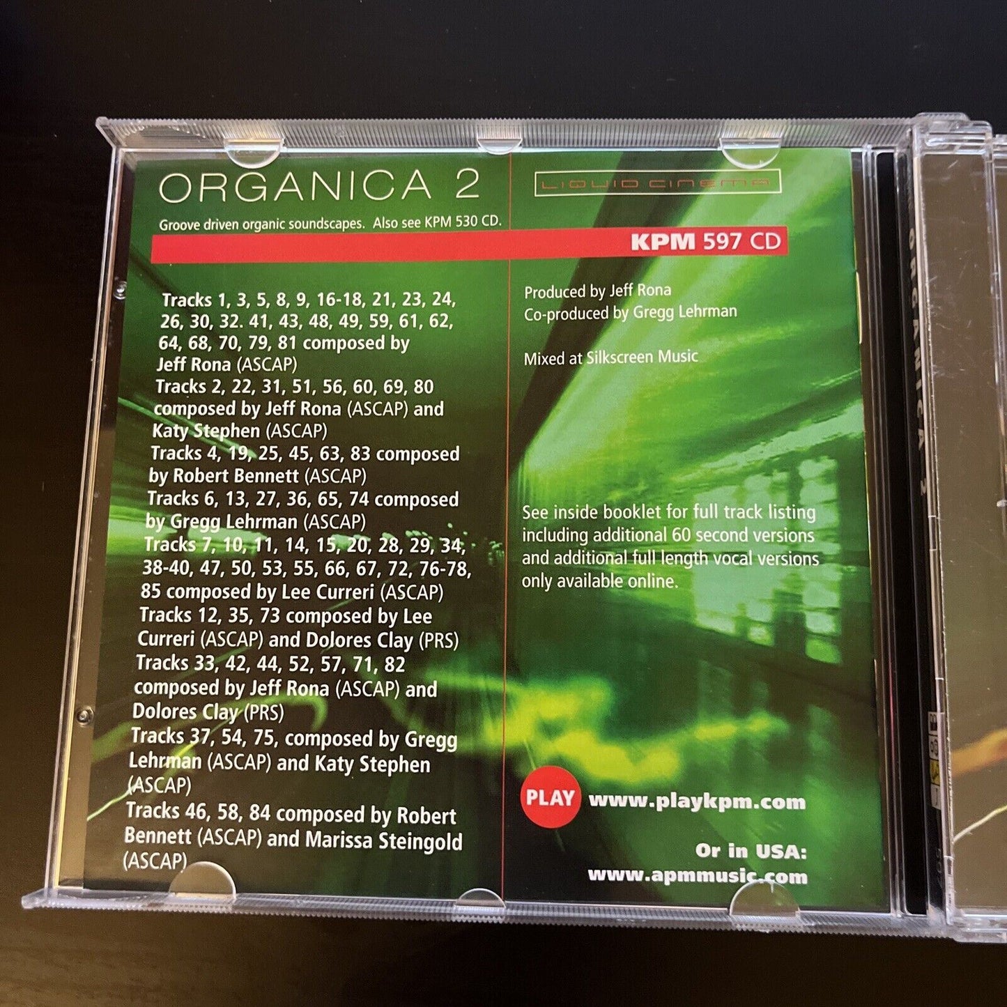 Liquid Cinema - Organica 2 KPM Music 597 (CD, 2005)