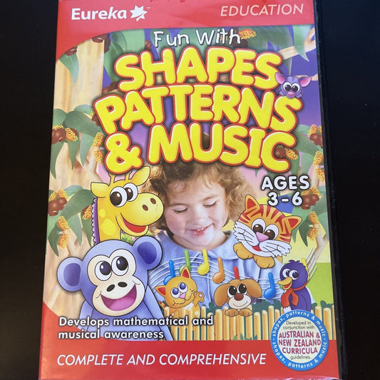 FUN with SHAPES PATTERNS & MUSIC Ages 3 - 6  Eureka PC Mac CD-ROM Game