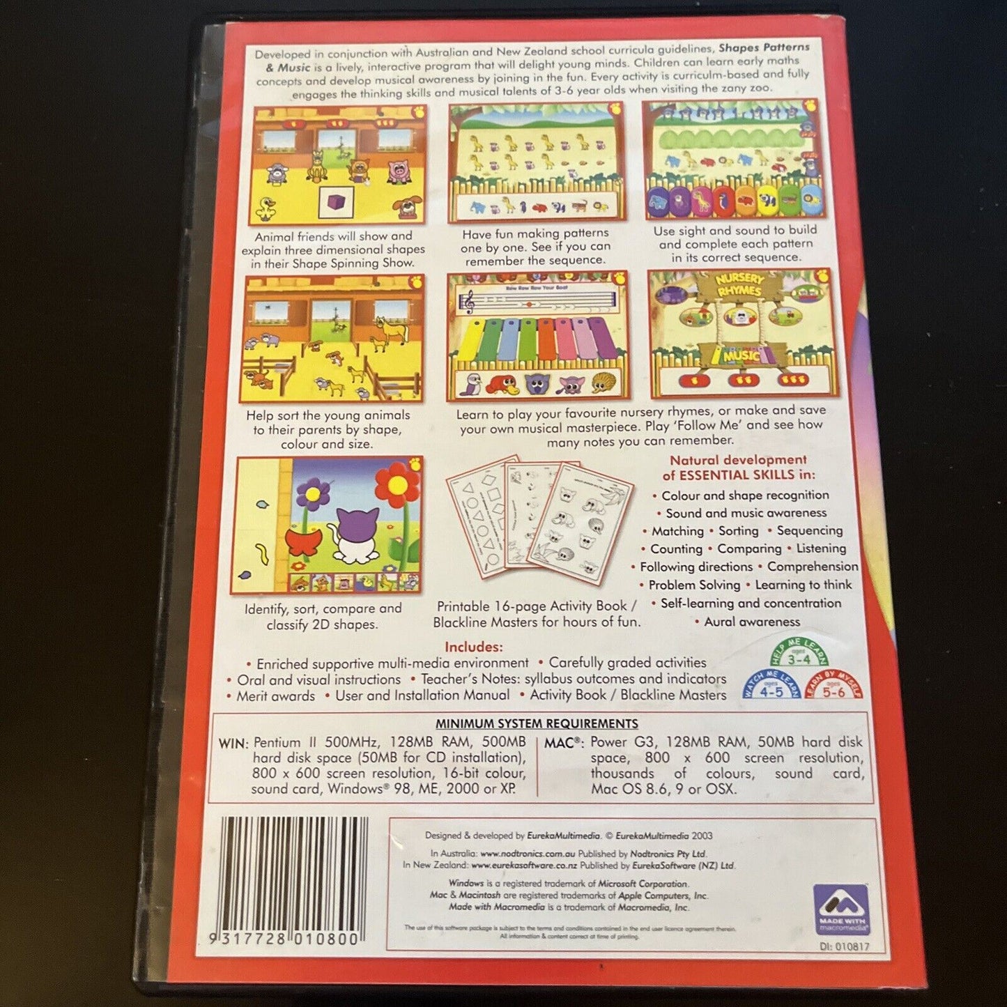 FUN with SHAPES PATTERNS & MUSIC Ages 3 - 6  Eureka PC Mac CD-ROM Game