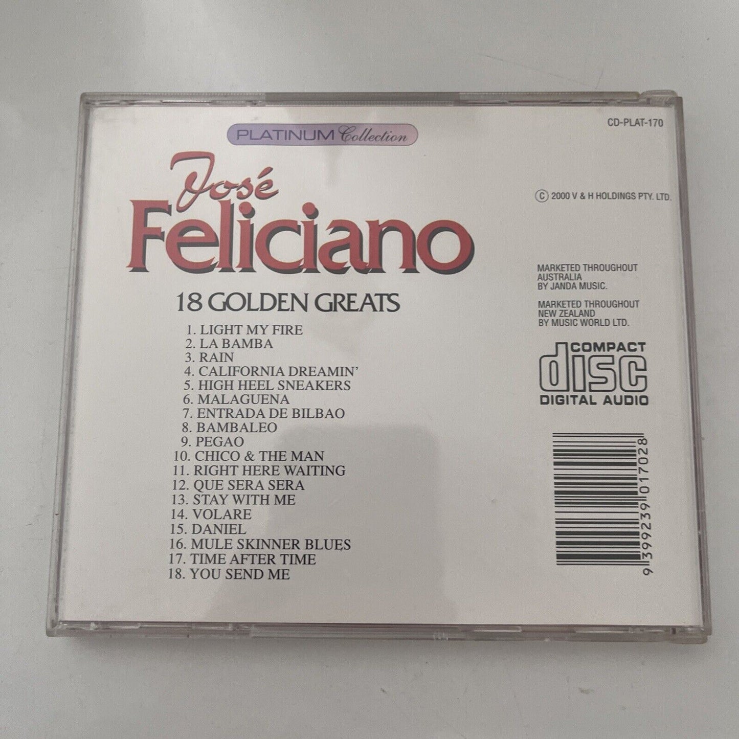 Jose Feliciano - 18 Golden Greats (CD, 2000)