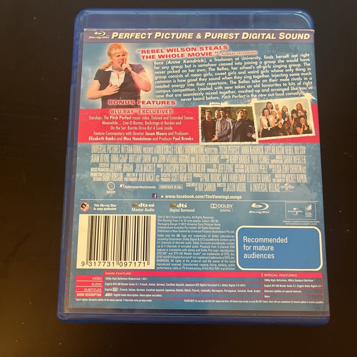Pitch Perfect (Blu-ray, 2012) Anna Kendrick, Brittany Snow, Anna Camp, Region B
