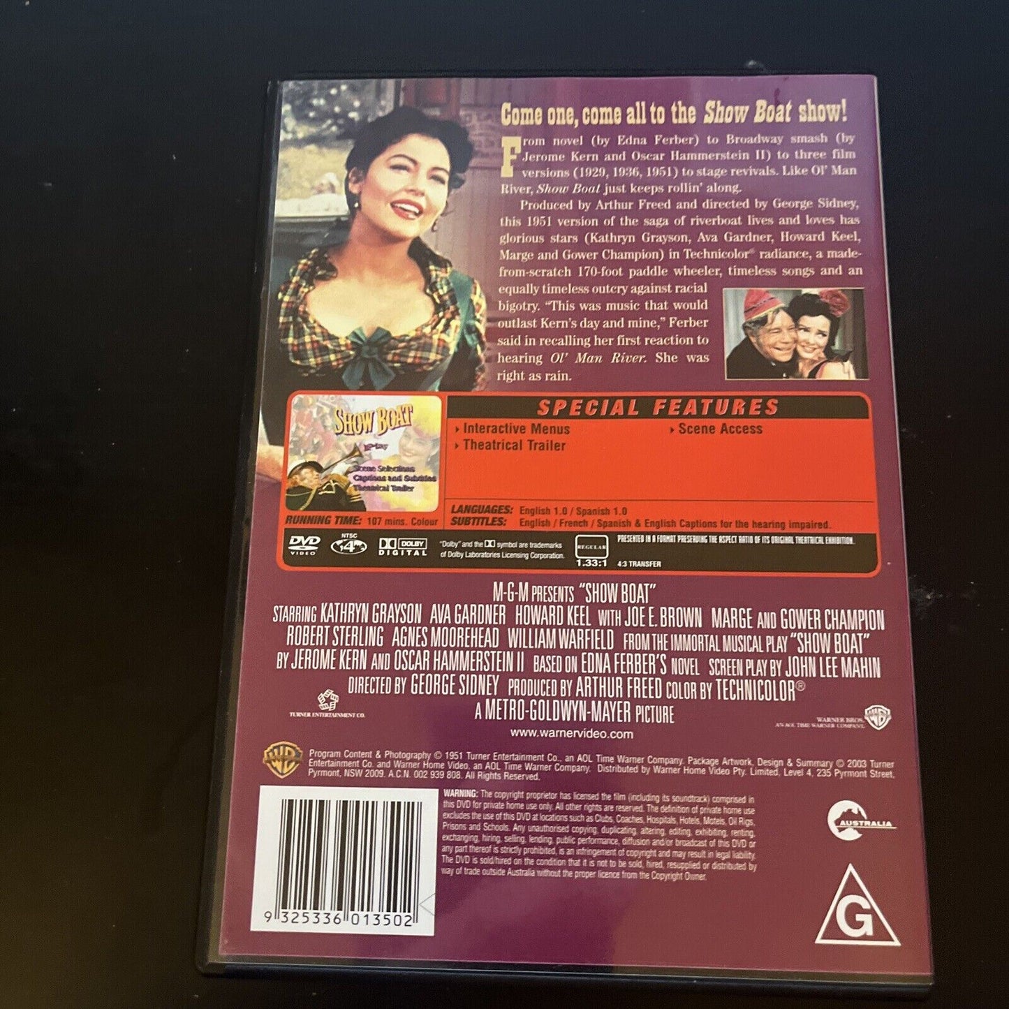 Show Boat (DVD, 1951) Kathryn Grayson, Ava Gardner, Howard Keel NEW Region 4