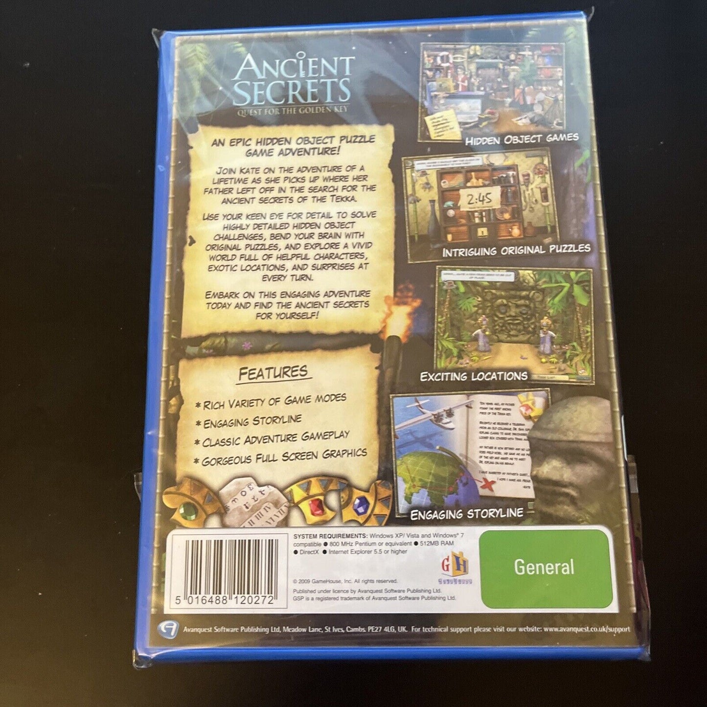 Ancient Secrets: Quest For The Gold Key PC CDROM Windows Hidden Object Game NEW