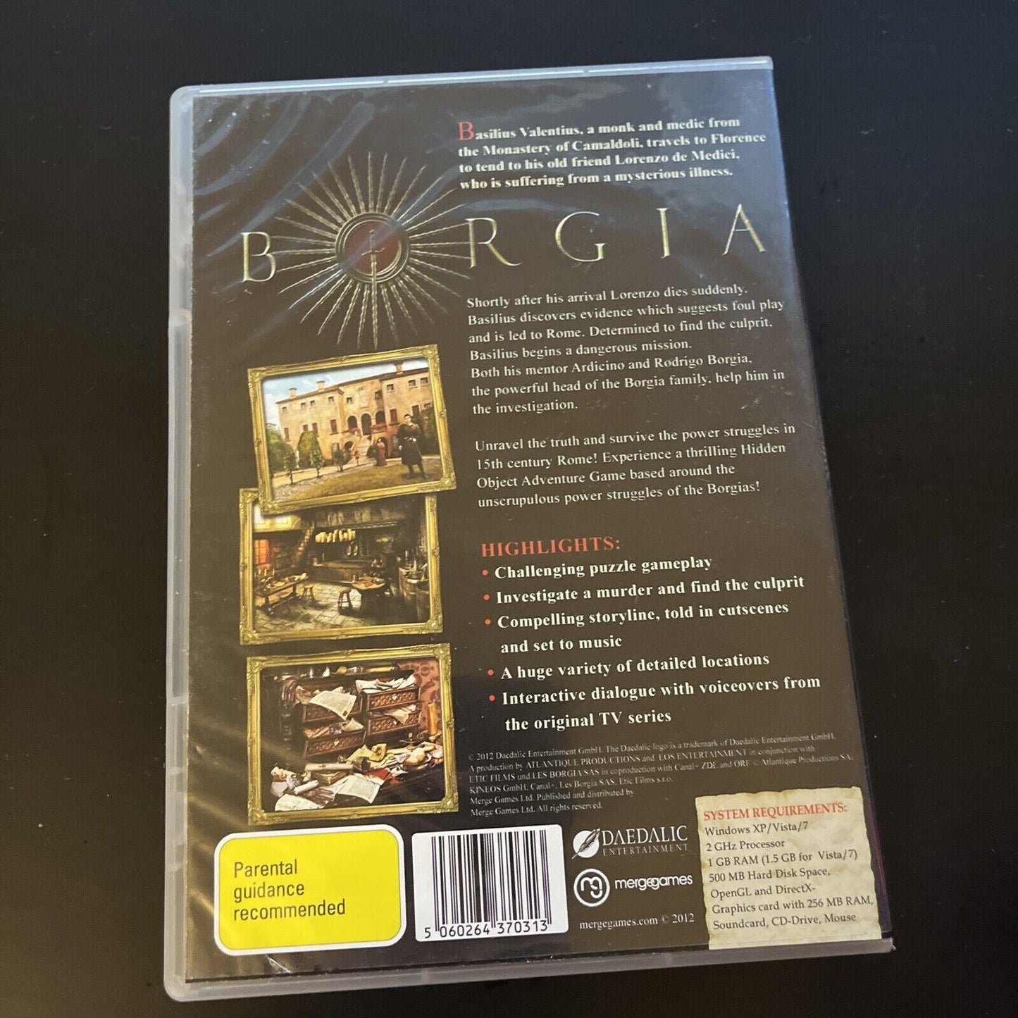 Borgia - Official Game from TV Series PC CDROM Hidden Object