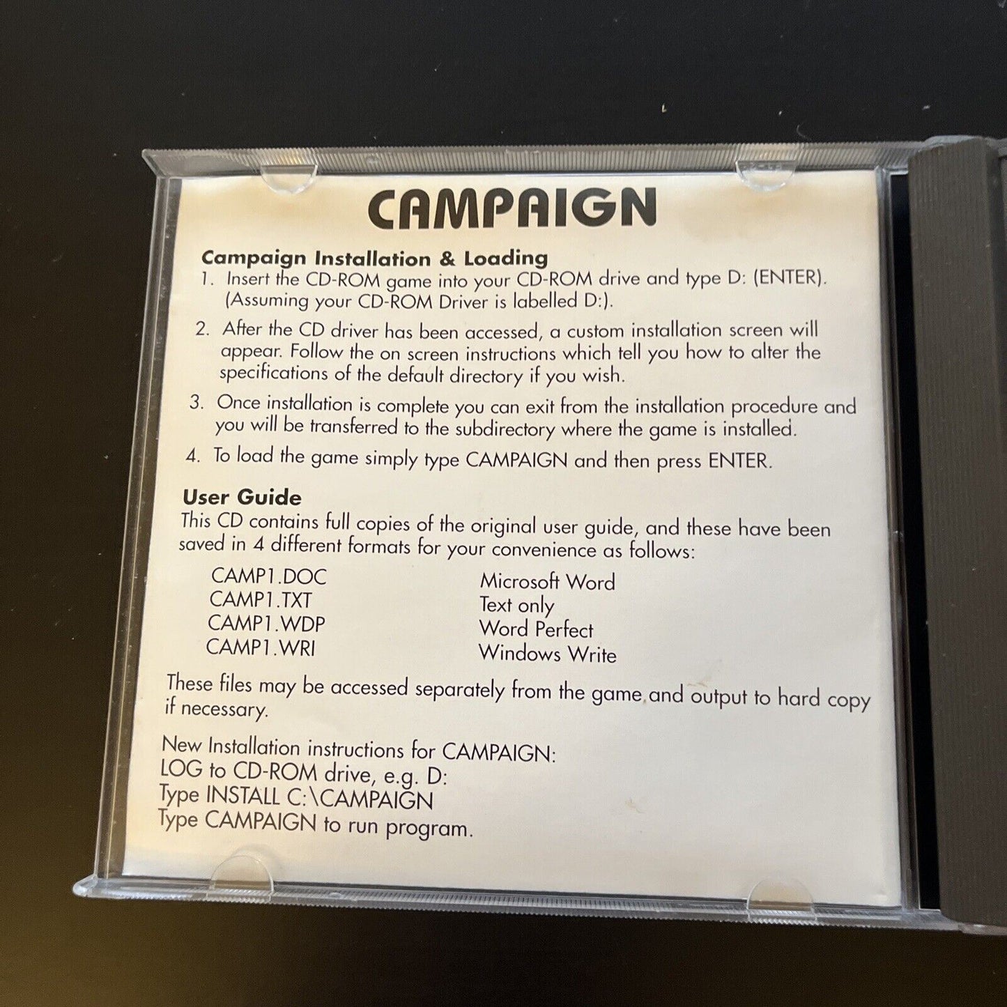 Campaign PC CDROM 1992 DOS Game