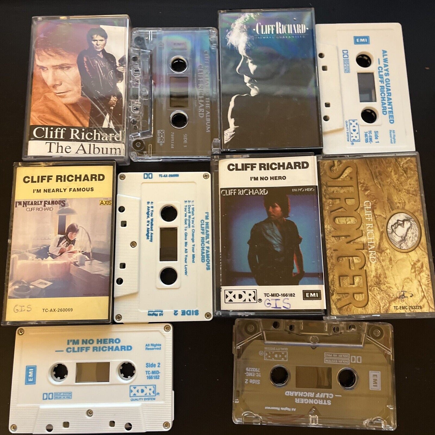 5x Cliff Richard Cassette Tape: The Album, Nearly Famous, I'm no Hero, Stronger