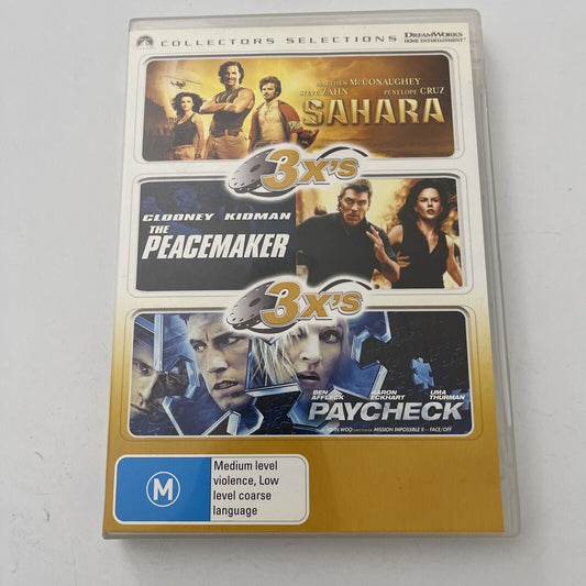 Sahara / The Peacemaker / Paycheck (DVD, 2005, 3-Disc) Region 4