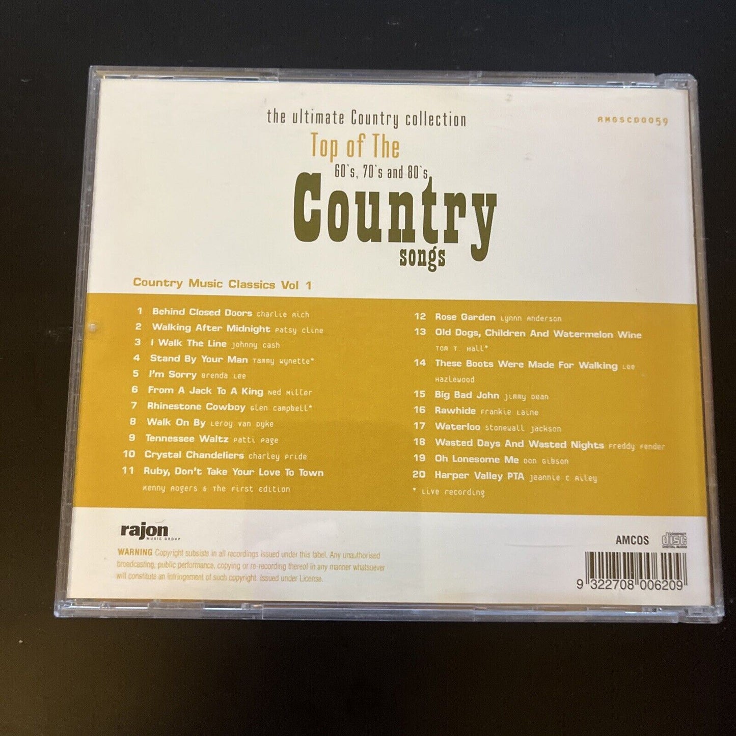 Top of the 60's, 70's and 80's Country Songs (CD, 2001)