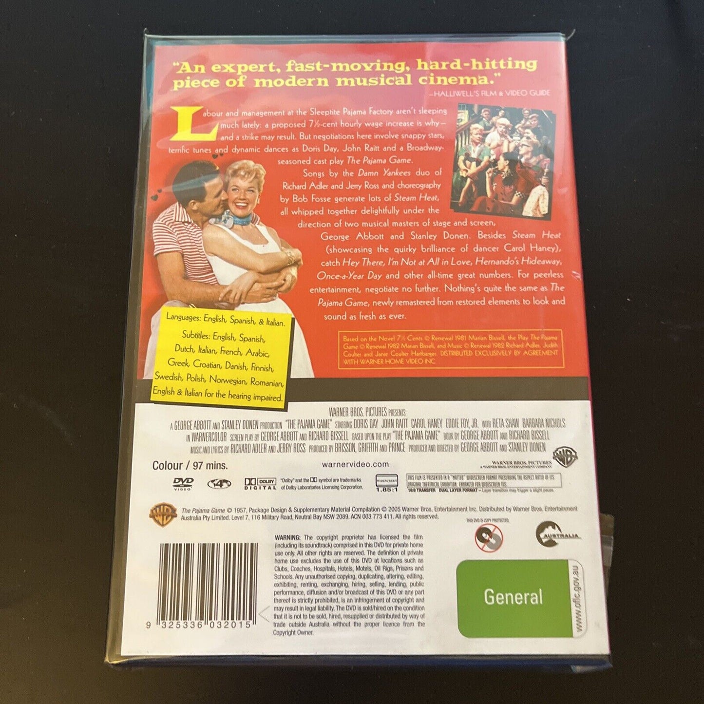 The Pajama Game (DVD, 1957) Doris Day, John Raitt, Carol Haney, NEW Region 4