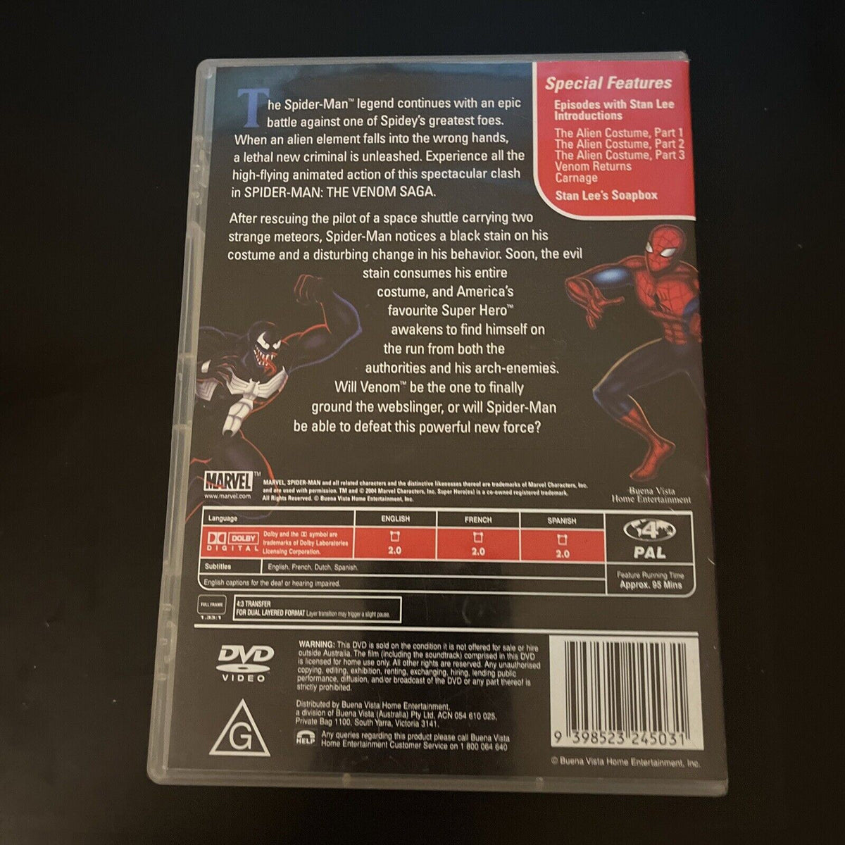 Spiderman The Venom Saga DVD 2004 Region 4 Retro Unit spiderman-the-venom-saga-dvd-2004-region-4-retro-unit
