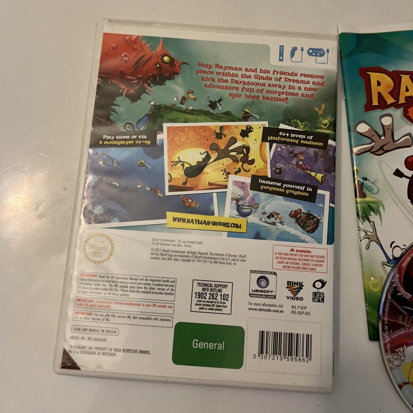 Rayman Origins Nintendo Wii PAL Game With Manual PAL