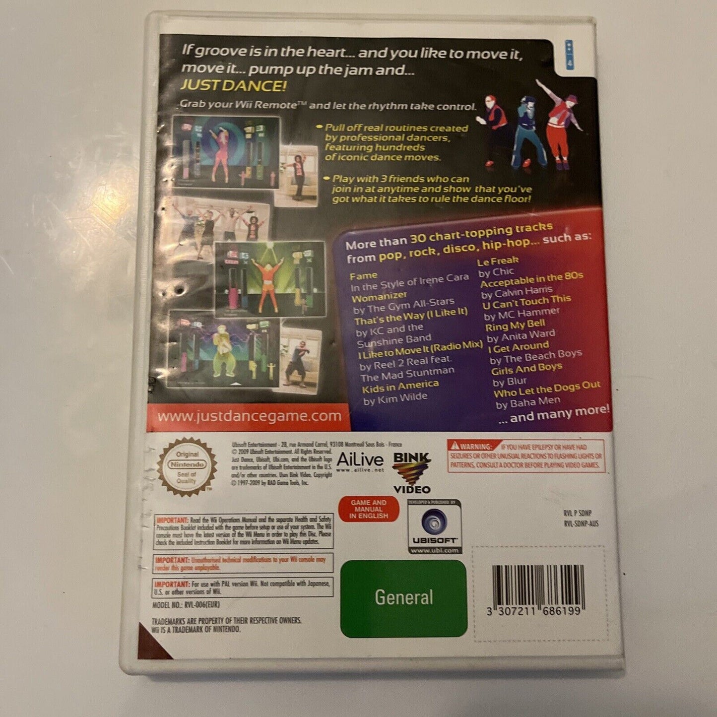 Just Dance (Nintendo Wii, 2009) With Manual PAL