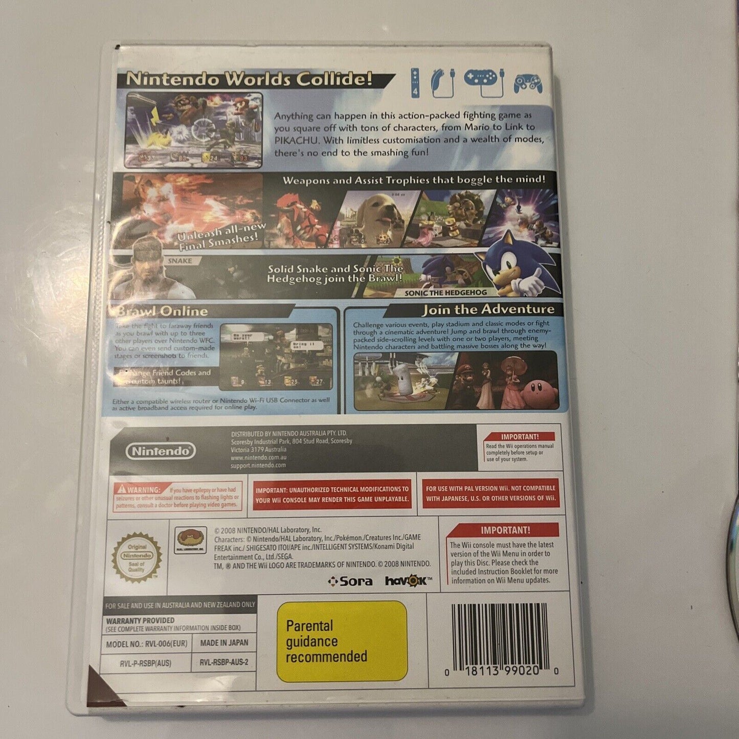 Super Smash Bros Brawl (Nintendo Wii, 2008) With Manual PAL