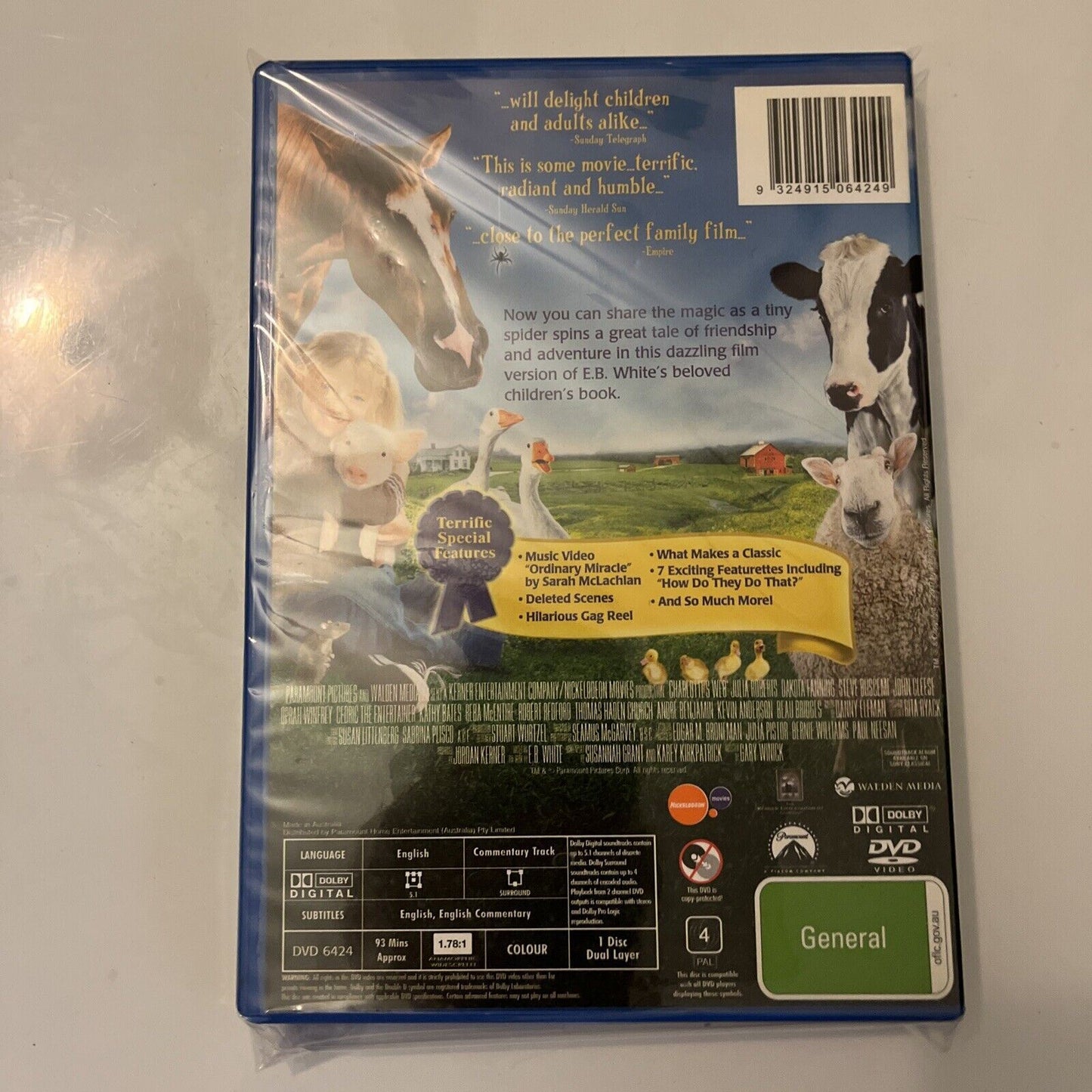 Charlotte's Web  (DVD, 2006) Julia Roberts, Dakota Fanning, NEW Region 4