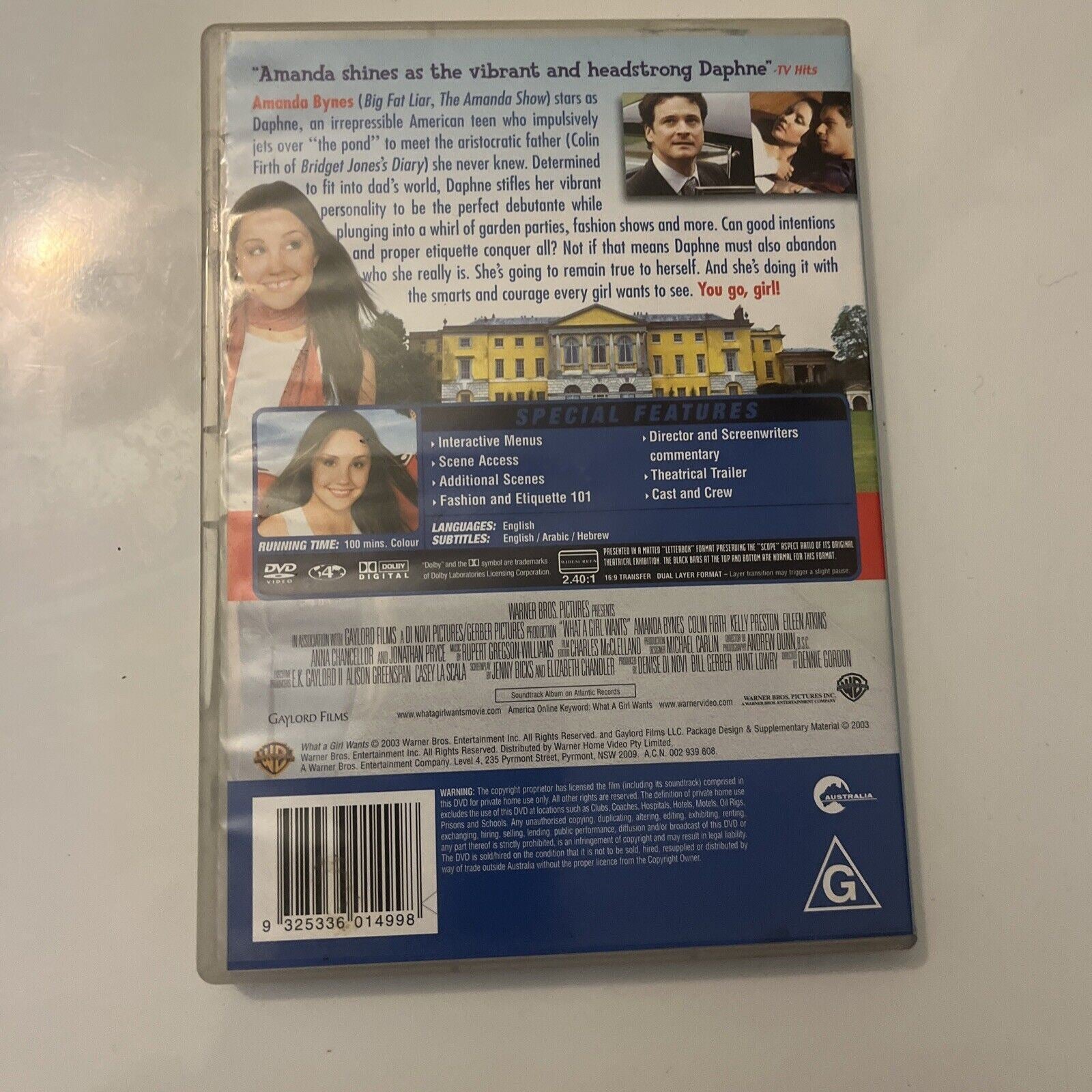 What A Girl Wants (DVD, 2002) Amanda Bynes, Colin Firth, Kelly Preston ...