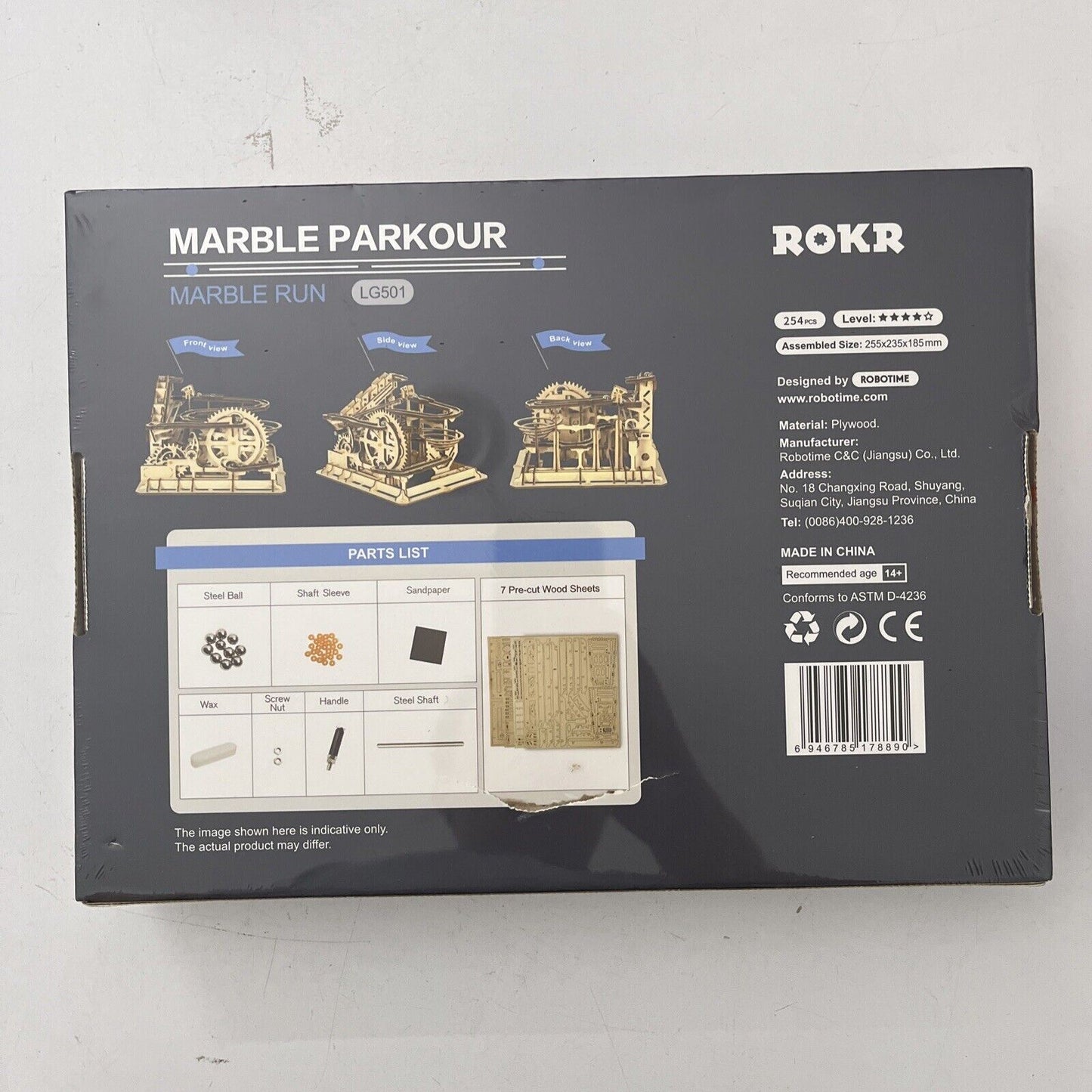 ROKR Robotime 3D DIY Wooden Puzzle Mechanical Gear Drive Marble Parkour Run Set