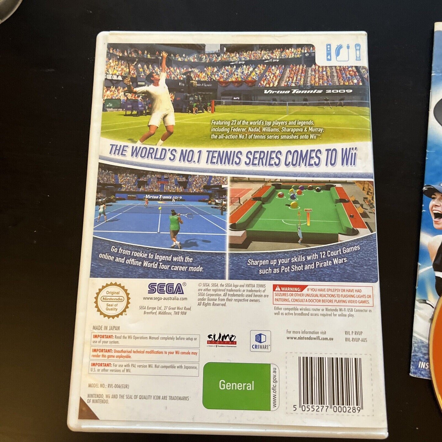 Virtua Tennis 2009 (Nintendo Wii, 2009) With Manual PAL