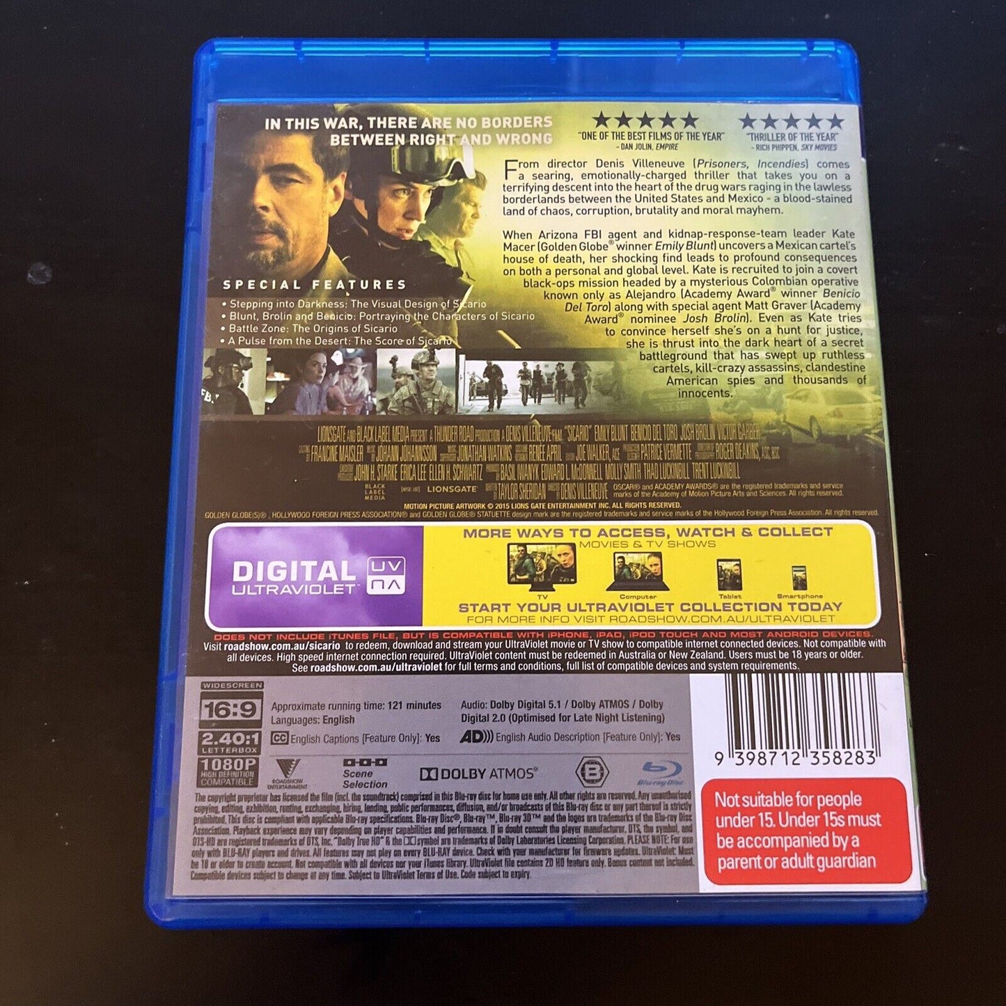 Sicario (Blu-ray, 2015) Emily Blunt, Benicio Del Toro, Josh Brolin Region B