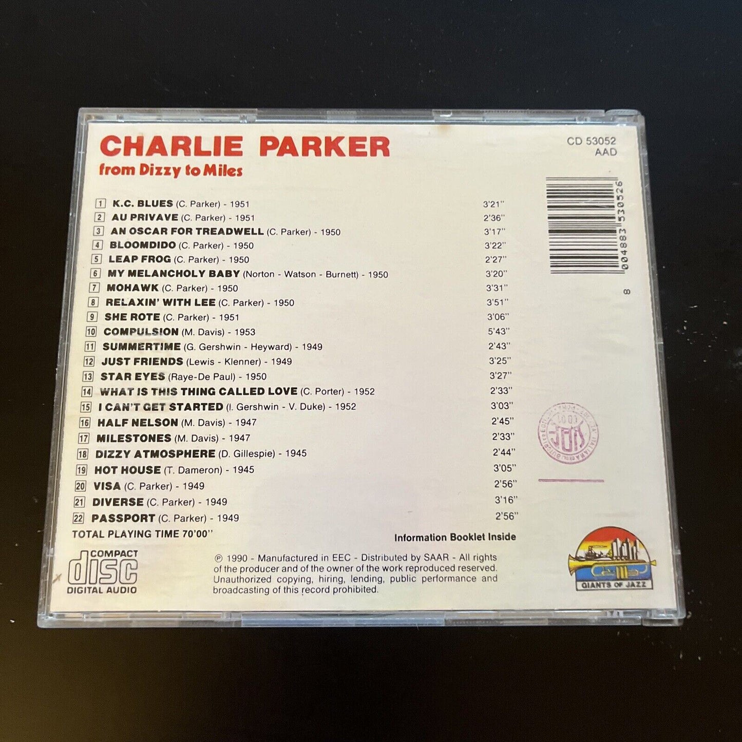 Giants Of Jazz - Charlie Parker, From Dizzy To Miles (CD, 1990)