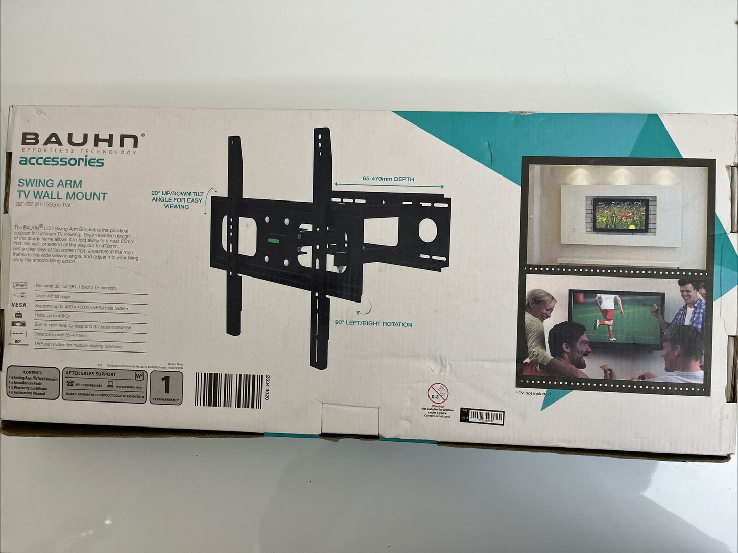 Bauhn Swing Arm TV Wall Mount 32"-55" (81-138cm) TV