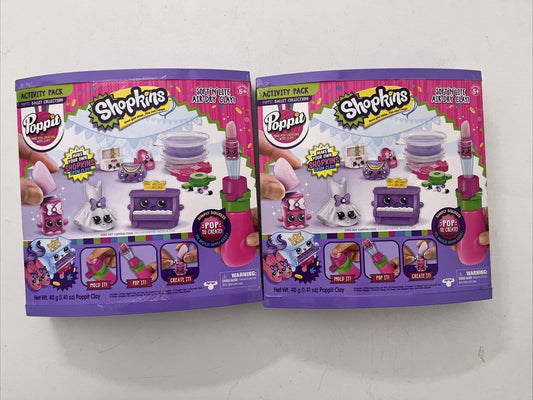 2x NEW Poppit S1 Shopkins Ballet Collection by Poppit Soft N Lite Air- Dry Clay