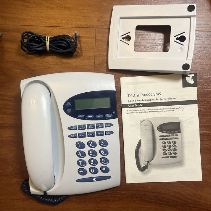 Telstra T1000C SMS Landline Corded Telephone With Wall Mount – Retro Unit