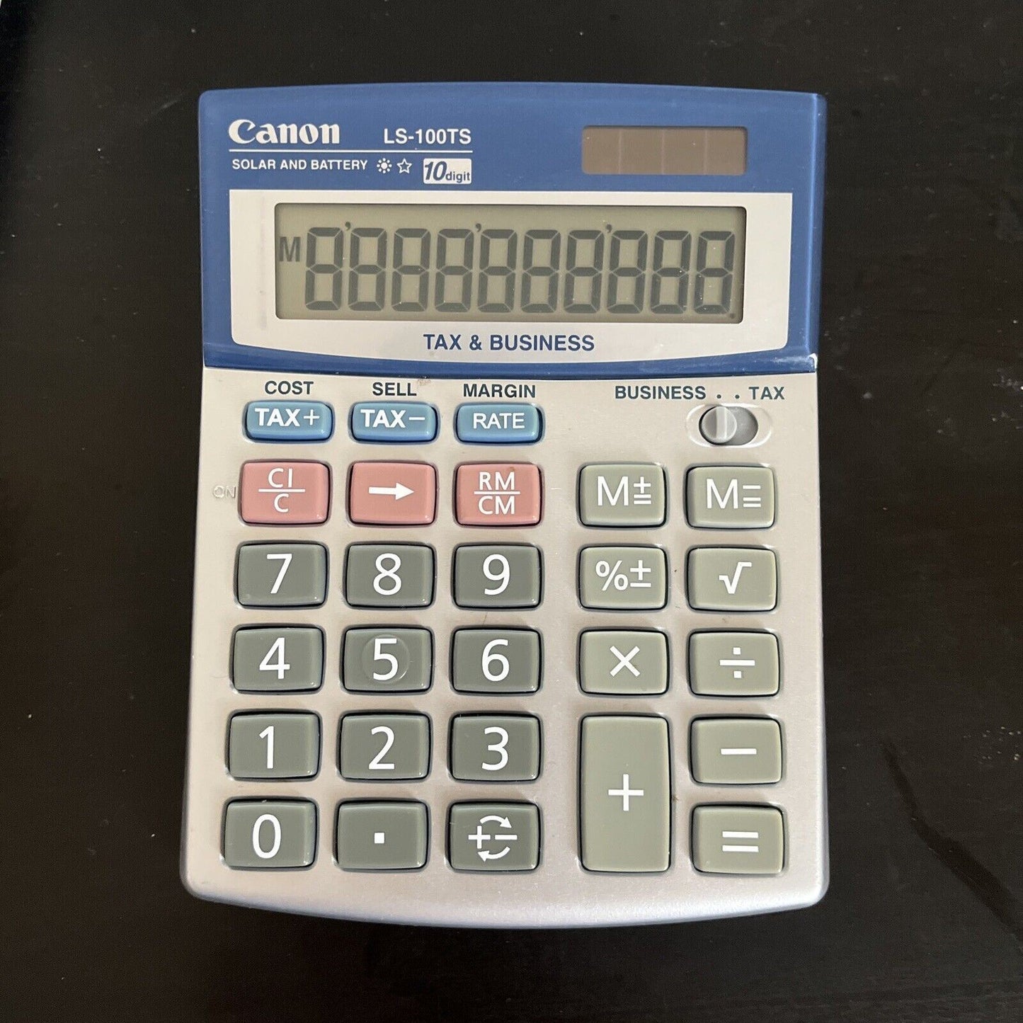 Canon LS-100TS 10 Digit Tax Calculator Solar and Battery Powered