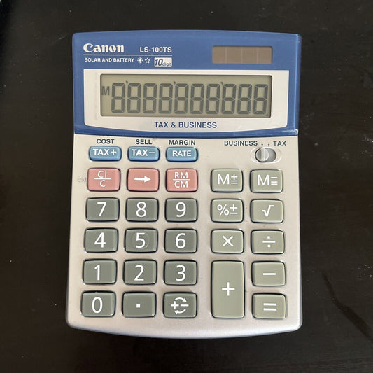 Canon LS-100TS 10 Digit Tax Calculator Solar and Battery Powered