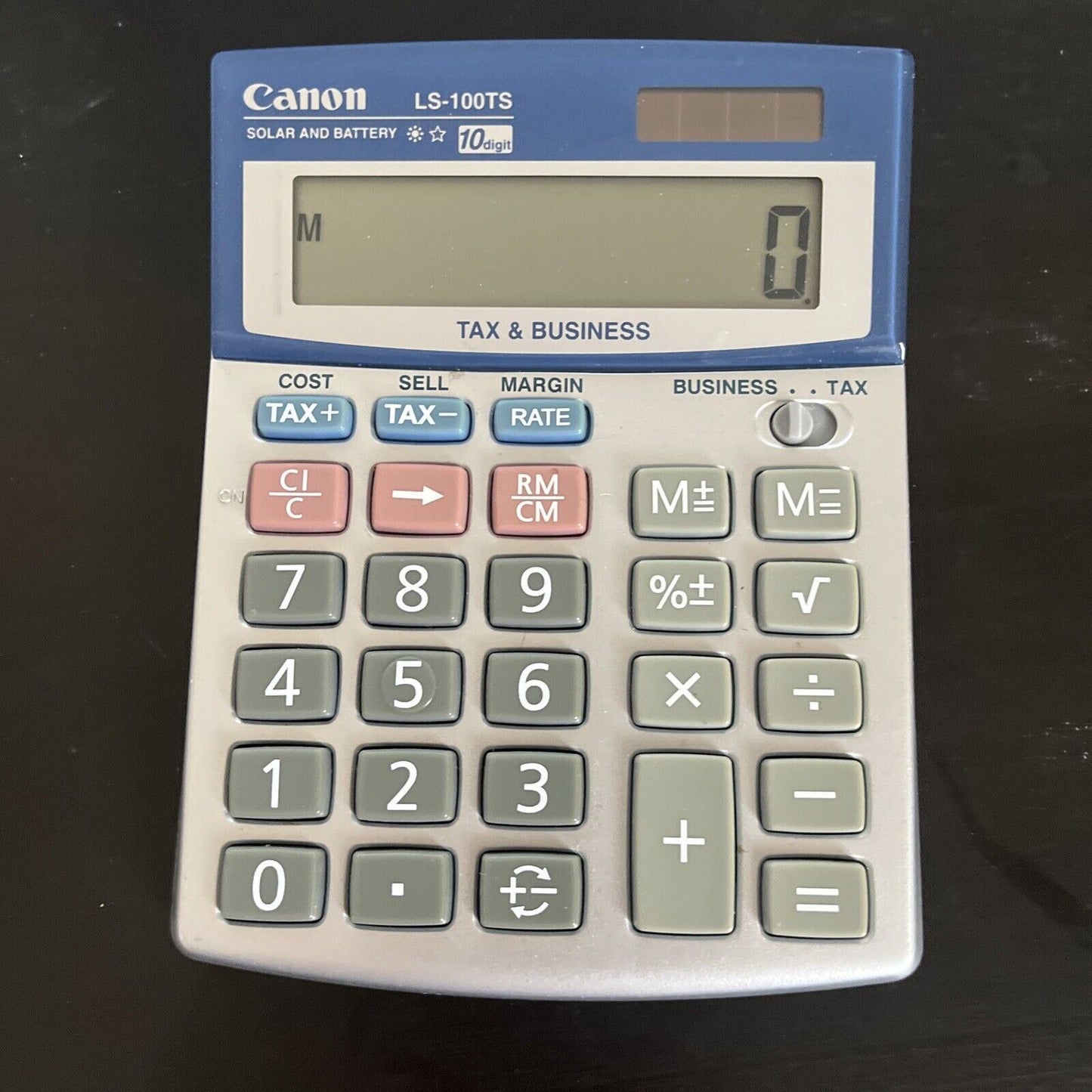 Canon LS-100TS 10 Digit Tax Calculator Solar and Battery Powered