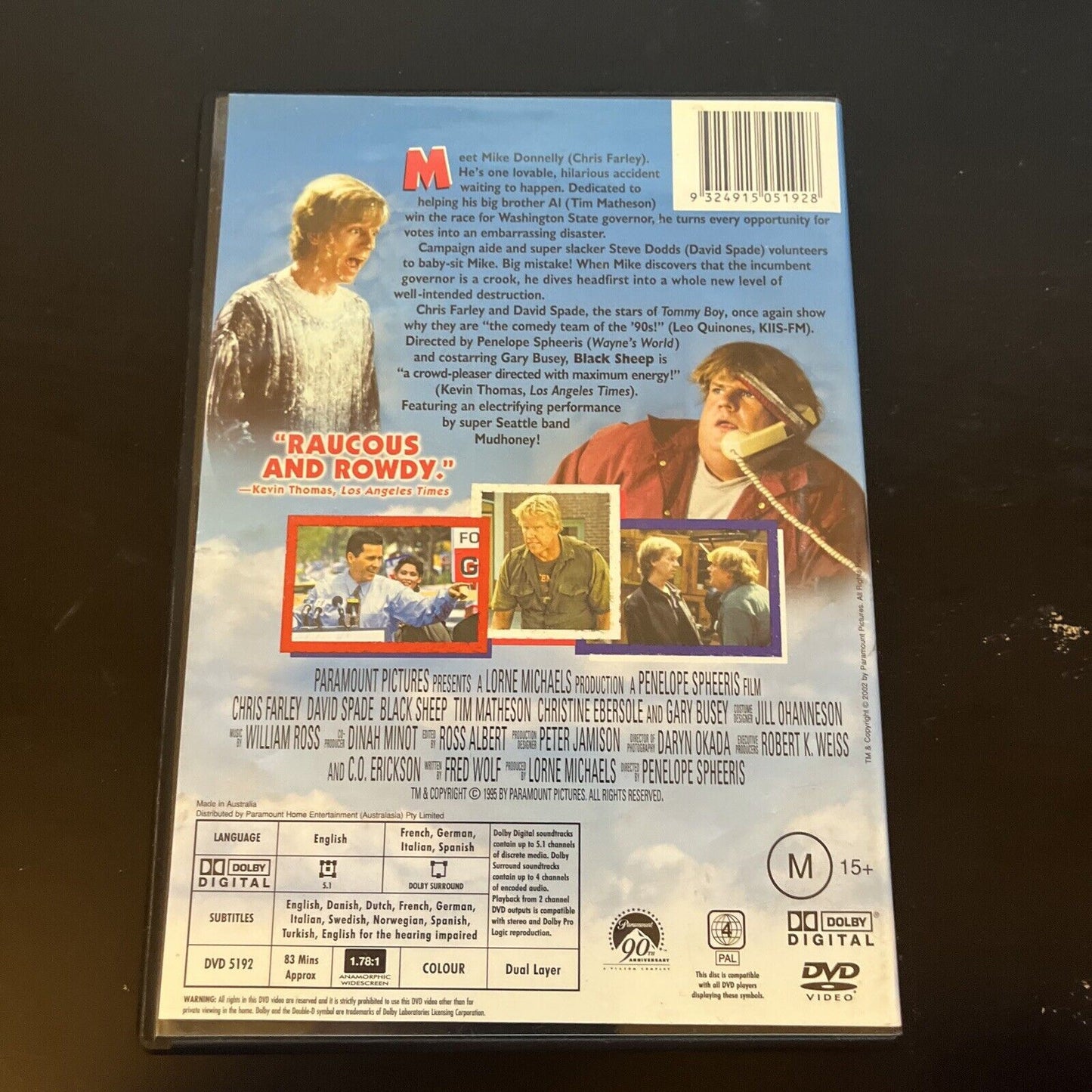 Black Sheep (DVD, 1995) Chris Farley, David Spade, Tim Matheson Region 4