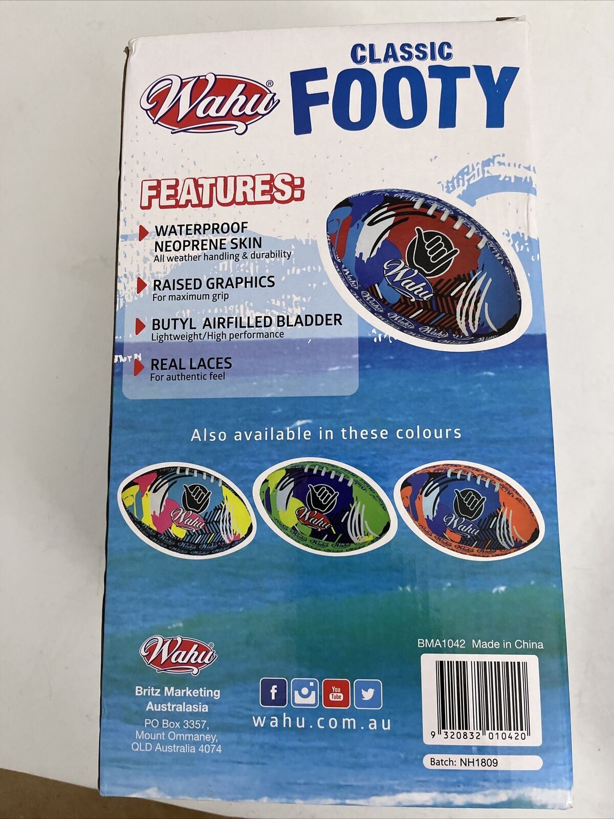 Wahu Beach Classic Footy Ball Neoprene  Rugby League AFL beach game