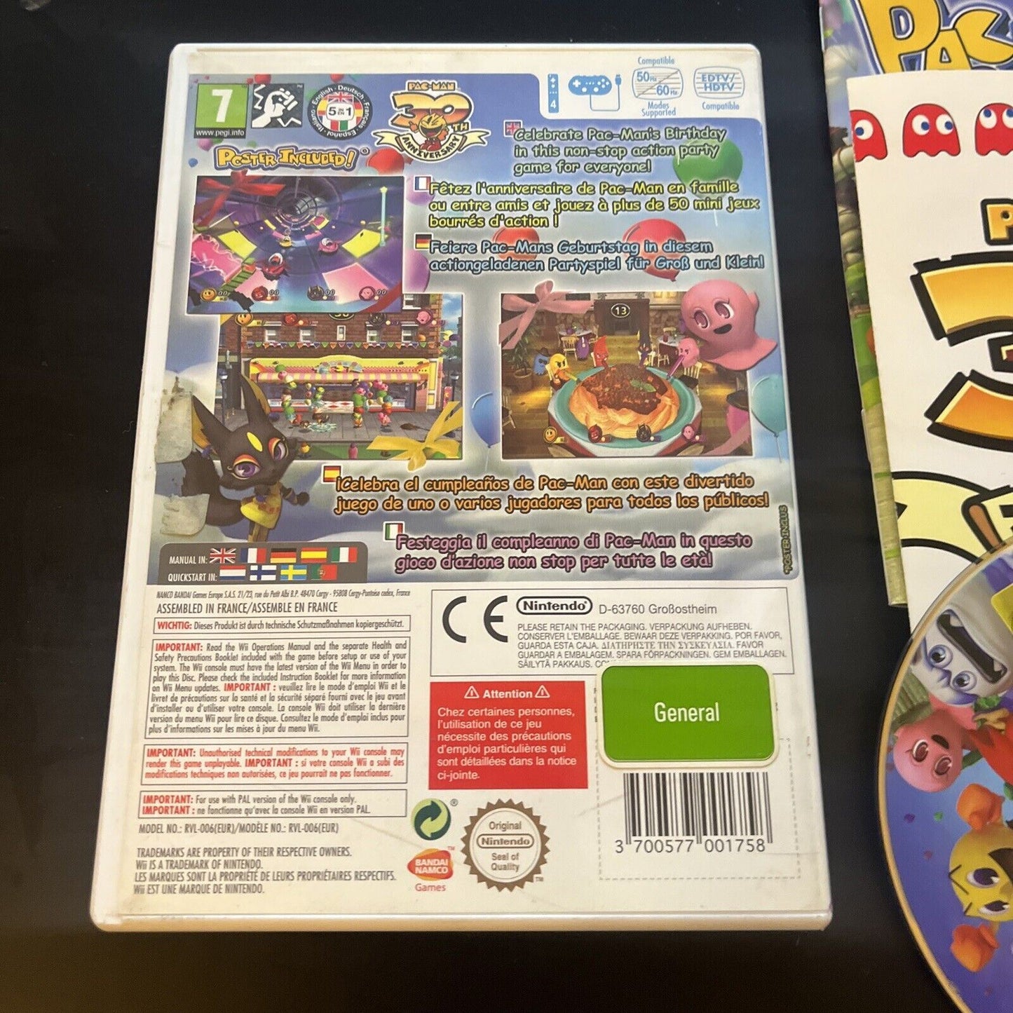 Pac-Man Party - Nintendo Wii Game PAL With Manual & Mini-Poster