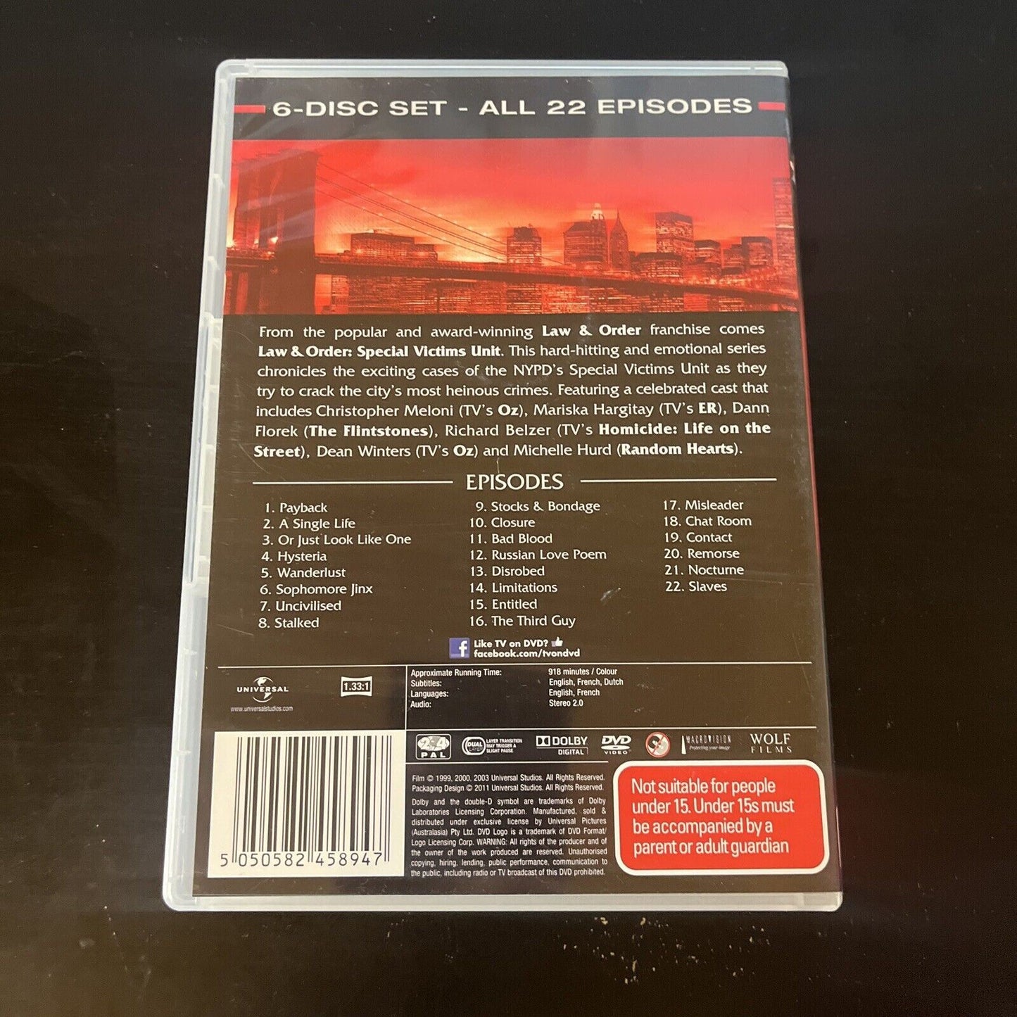 Law And Order - Special Victims Unit : Season 1 (DVD, 1999, 6-Disc) Region 4&2