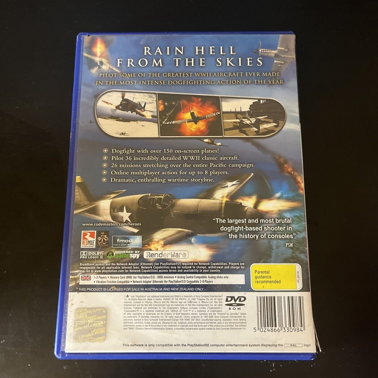 Heroes of the Pacific Sony Playstation 2 PS2 AUS PAL