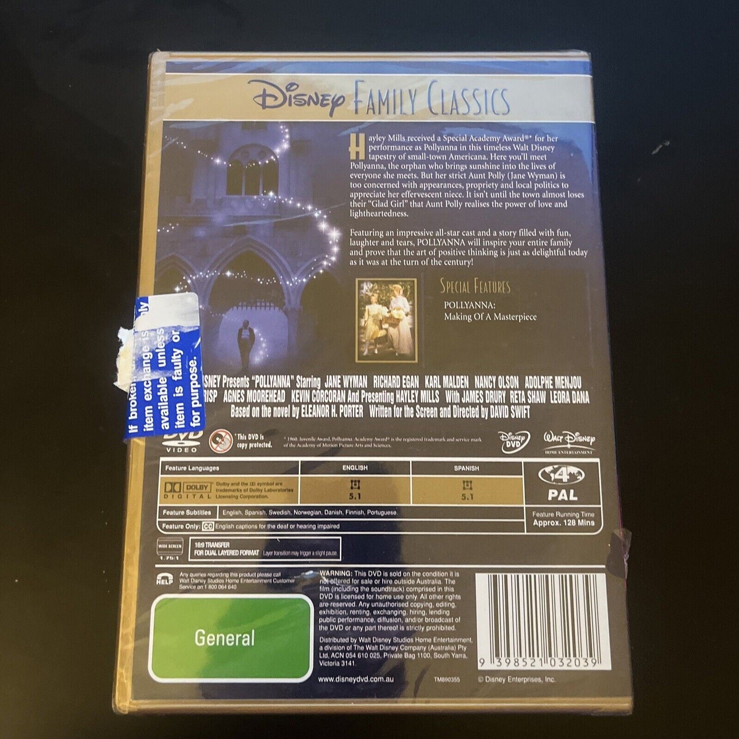 *New Sealed* Pollyanna (DVD, 1960) Hayley Mills, Jane Wyman, Region 4