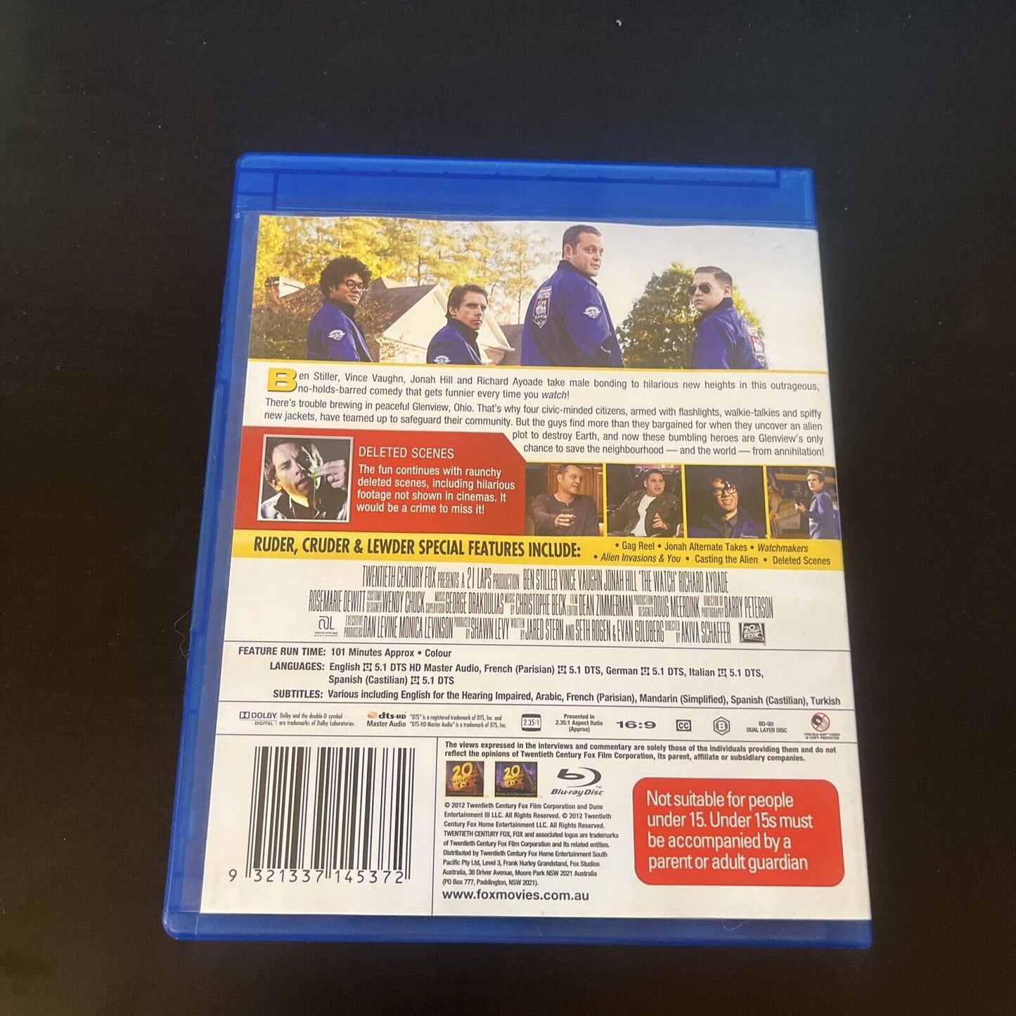 The Watch (Blu-ray, 2012) Ben Stiller, Vince Vaughn, Jonah Hill Region B