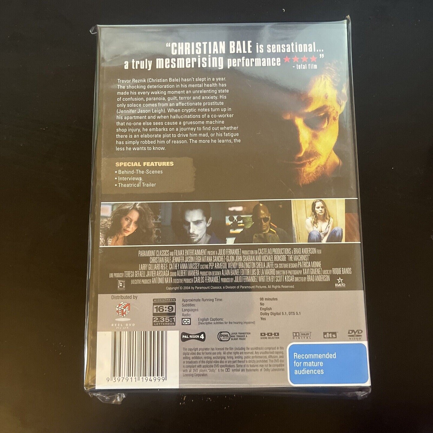 The Machinist (DVD, 2004) Christian Bale, Jennifer Jason Leigh NEW Region 4